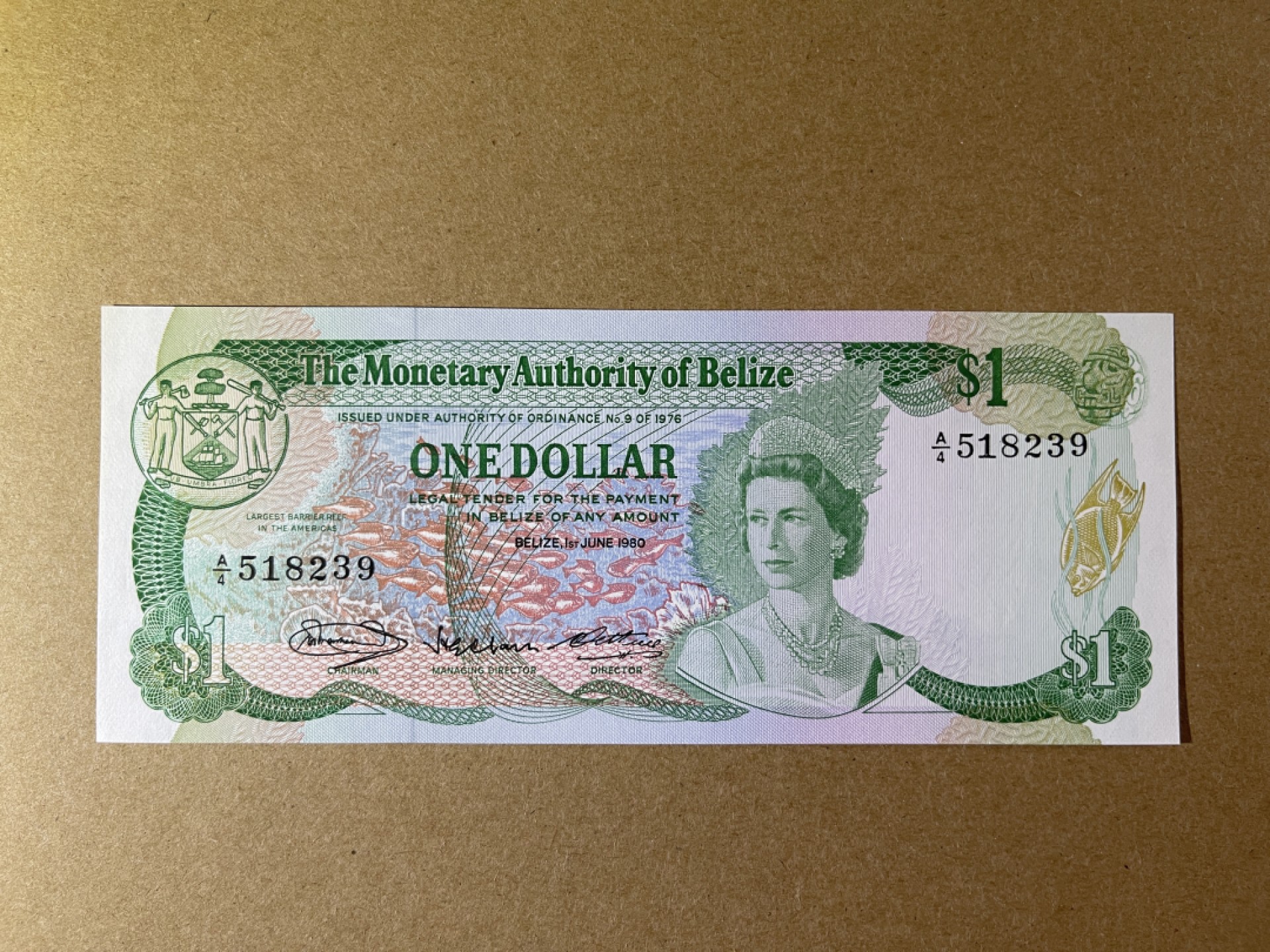 《张总收藏》67期——外币精品 伯利兹1元 UNC 1980年 女王钞