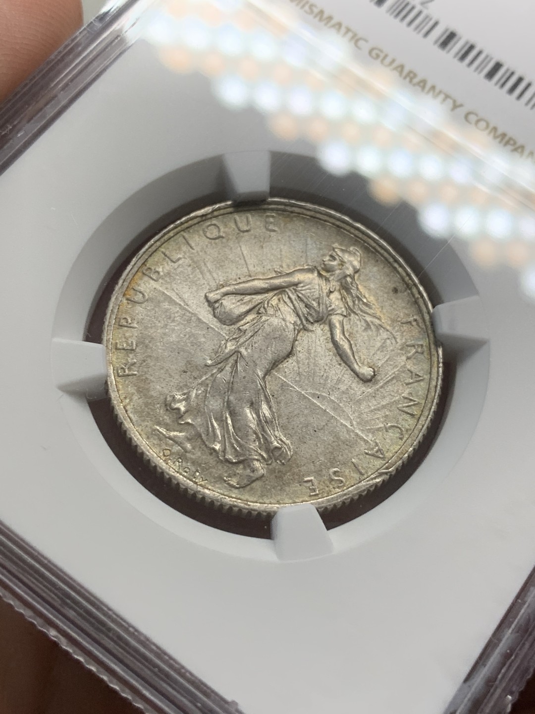 《竞宝斋》第82场-本周日，周一，周四3场拍卖（全场不限金额包邮） NGC-MS62 法国1919年 播种女神 2法郎银币 非常漂亮