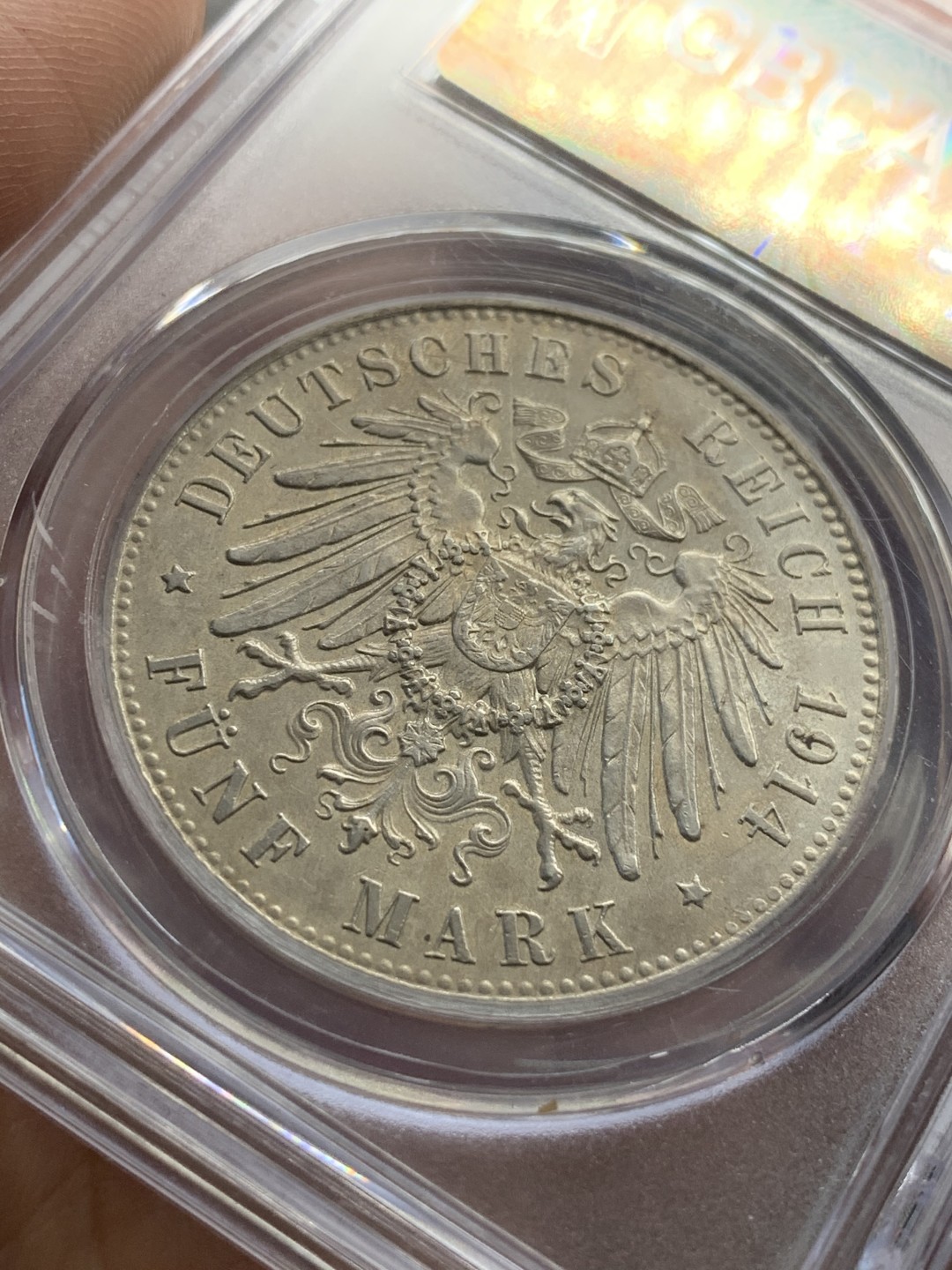 《竞宝斋》第82场-本周日，周一，周四3场拍卖（全场不限金额包邮） 公博 德国 普鲁士 威廉二世 1914年 一战前军装版 仅发行了2版，军装 5马克。 背有污痕，其余状态到位。