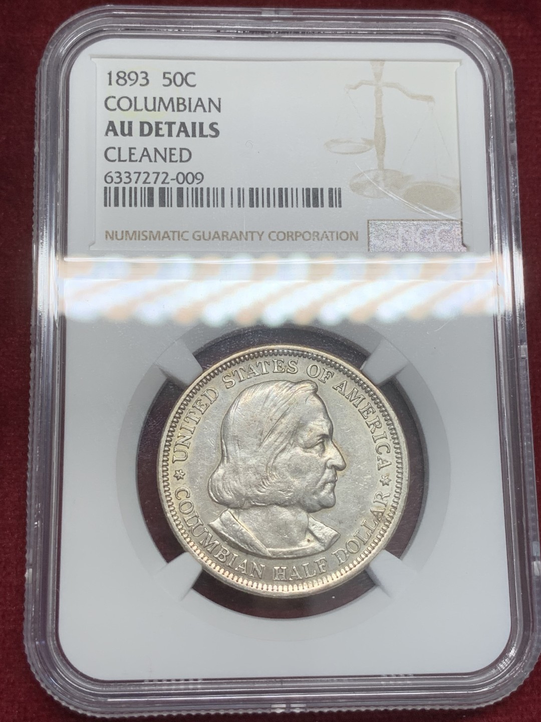 《竞宝斋》第82场-本周日，周一，周四3场拍卖（全场不限金额包邮） NGC AU 美国 1893年 哥伦布 半美元银币