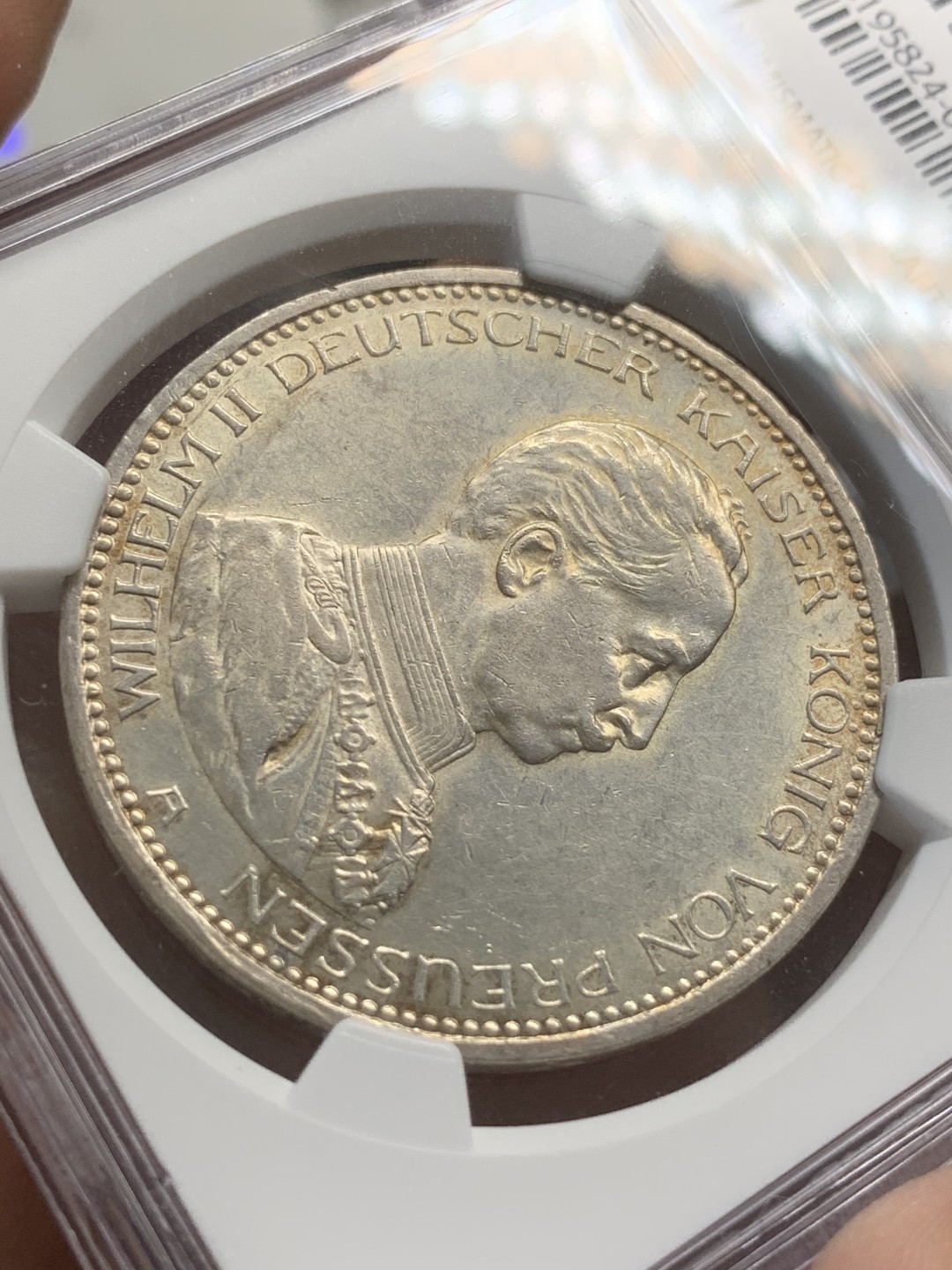 《竞宝斋》第82场-本周日，周一，周四3场拍卖（全场不限金额包邮） NGC AU-55 德国 普鲁士 威廉二世 1913年 一战前军装版  军装 5马克银币 状态不错