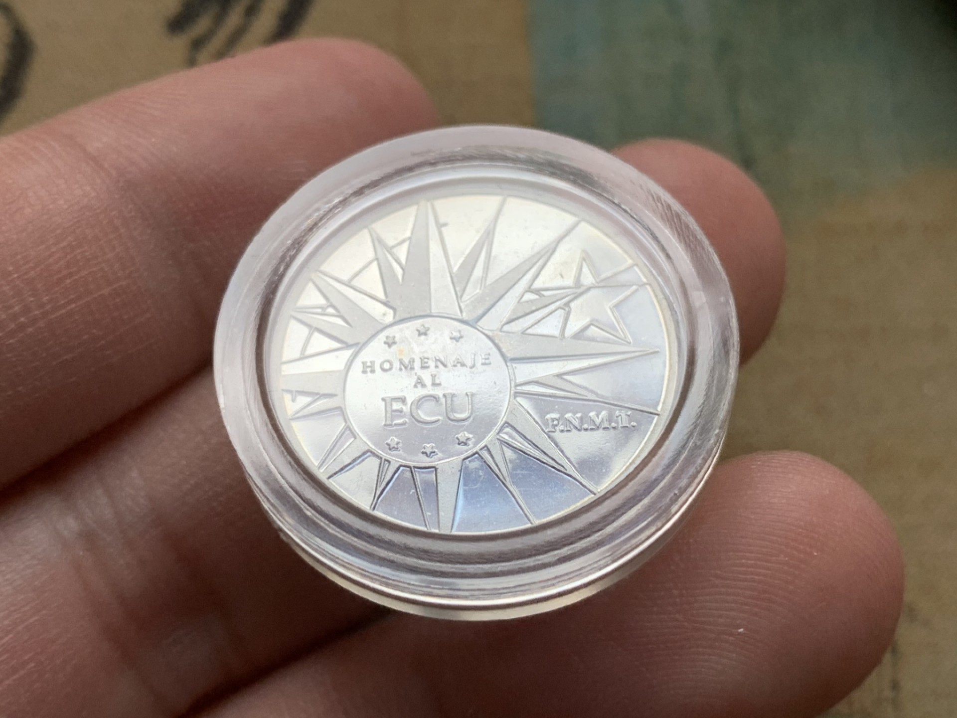 《竞宝斋》第82场-本周日，周一，周四3场拍卖（全场不限金额包邮） 木盒 西班牙 1989年 纪念ECU 试铸样币 无面值 6.72克