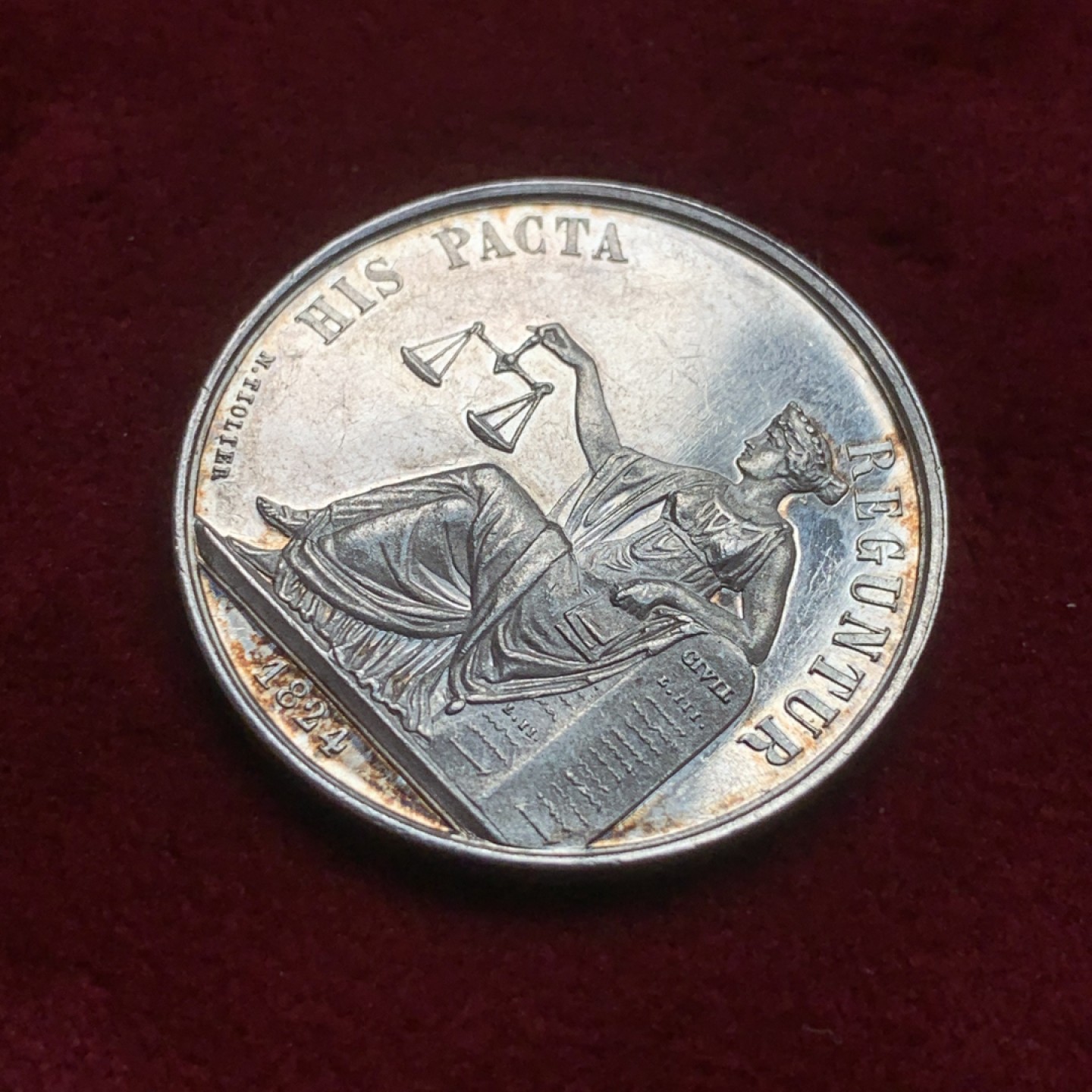 《竞宝斋》第82场-本周日，周一，周四3场拍卖（全场不限金额包邮） 法国 1824年 公证人 JETON银质代币