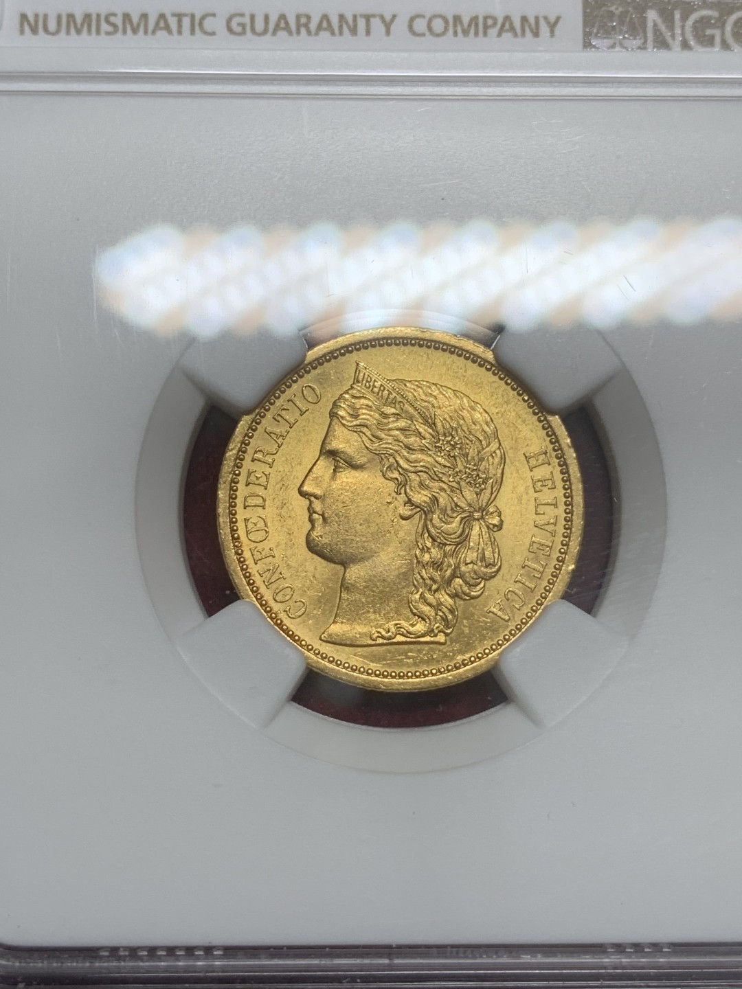 《竞宝斋》第82场-本周日，周一，周四3场拍卖（全场不限金额包邮） NGC-MS62 瑞士1883年 早期女神自由女神头像 20法郎金币 有这个分数已经很难得