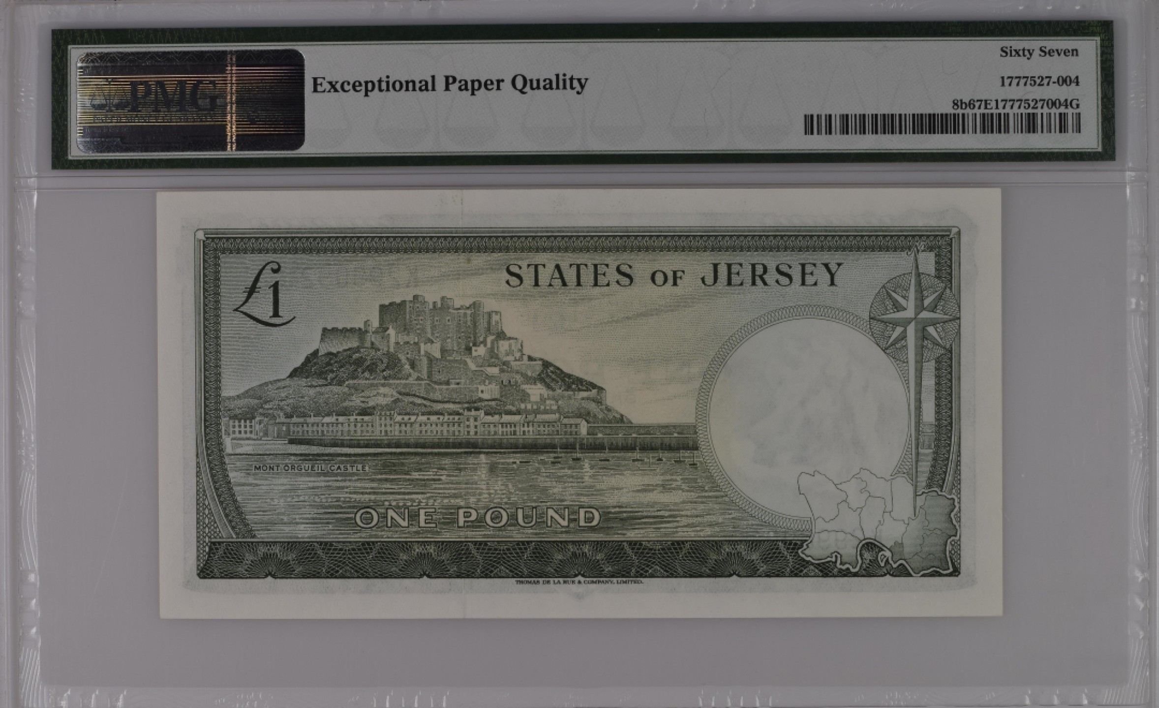 收藏联盟Quantum Auction 第182期拍卖 泽西岛1963年1镑 PMG67 戎装女王 号码无47