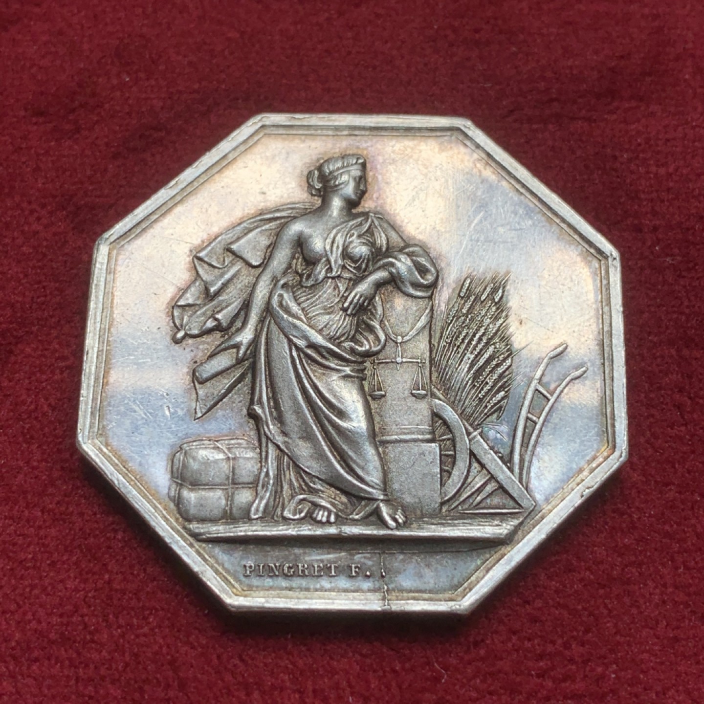 《竞宝斋》第82场-本周日，周一，周四3场拍卖（全场不限金额包邮） 法国 1844年 农业部女神 JETON银质八角