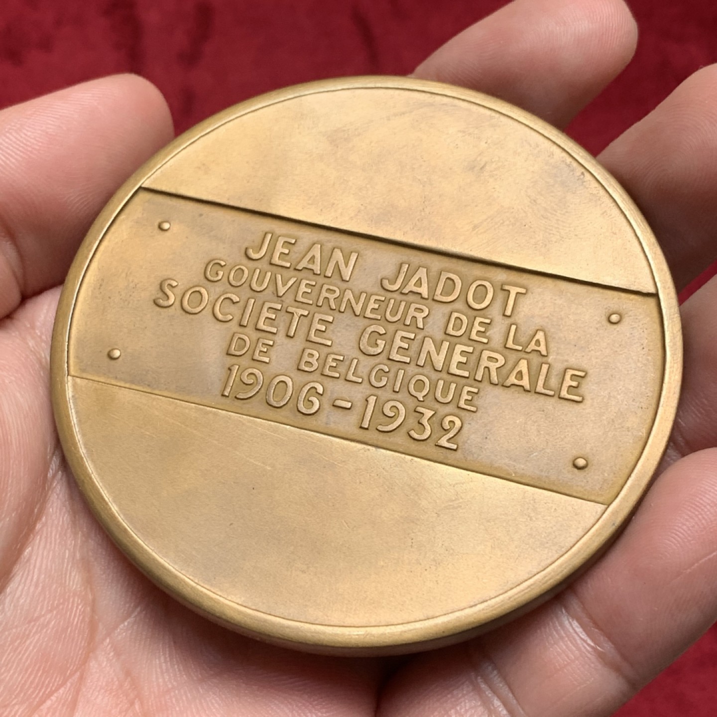 《竞宝斋》第82场-本周日，周一，周四3场拍卖（全场不限金额包邮） 比利时 1932年 纪念铁路工程师吉恩.吉多 高浮雕大铜章 70mm