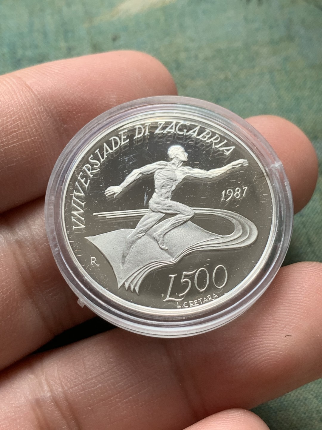 《竞宝斋》第82场-本周日，周一，周四3场拍卖（全场不限金额包邮） 原盒证书 圣马力诺1987年 萨格勒布运动会 500和1000里拉银币一对