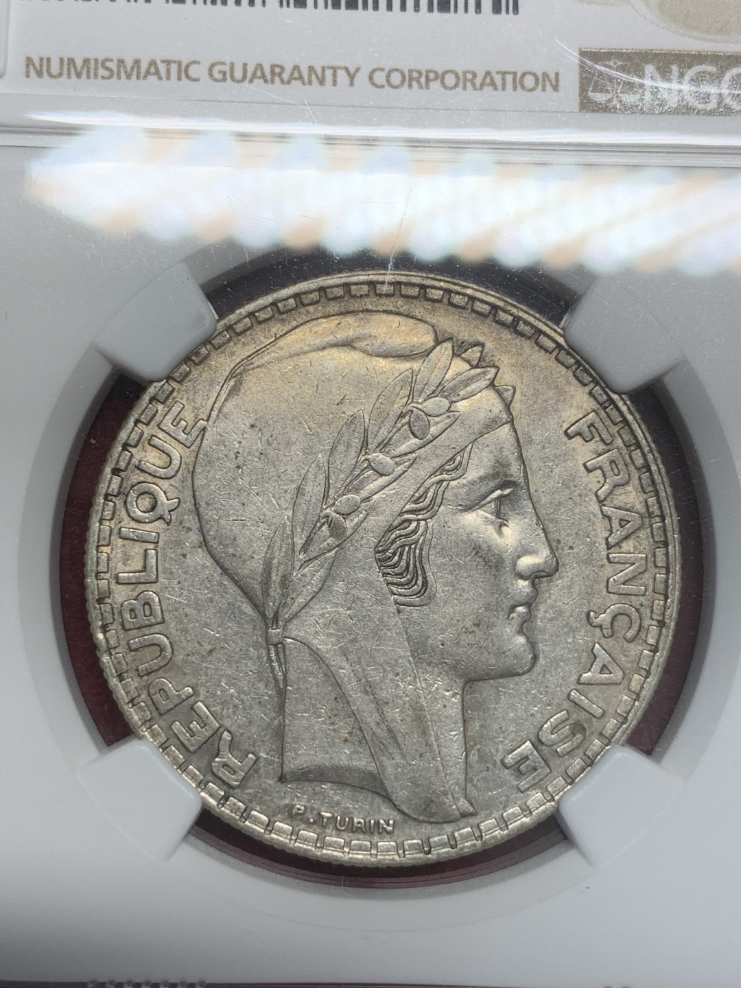 《竞宝斋》第82场-本周日，周一，周四3场拍卖（全场不限金额包邮） NGC AU评级 法国 1934年 20法郎 银币