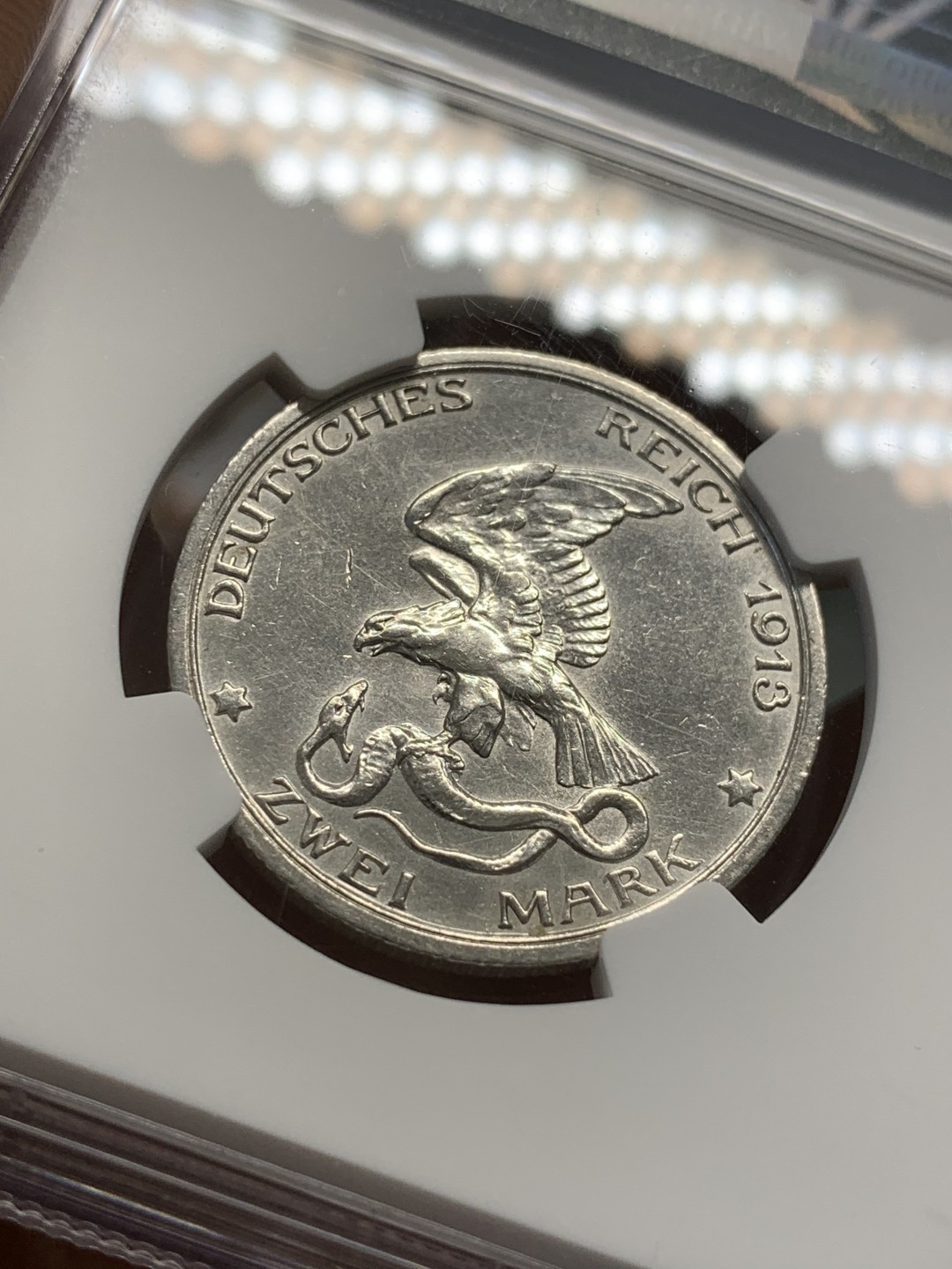 《竞宝斋》第82场-本周日，周一，周四3场拍卖（全场不限金额包邮） NGC UNC评级 德国 普鲁士 1913年 战胜拿破仑 2马克 银币