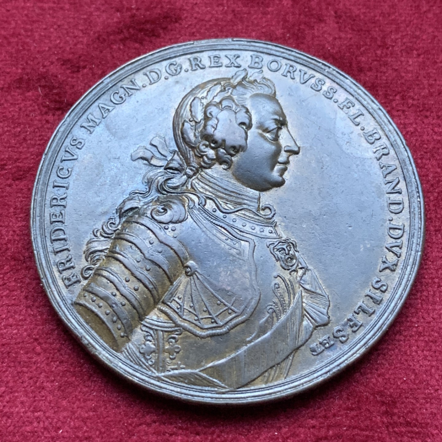 《竞宝斋》第82场-本周日，周一，周四3场拍卖（全场不限金额包邮） 德国普鲁士1757年 腓特烈二世 脚踢王冠 大铜章 48mm 非常稀少