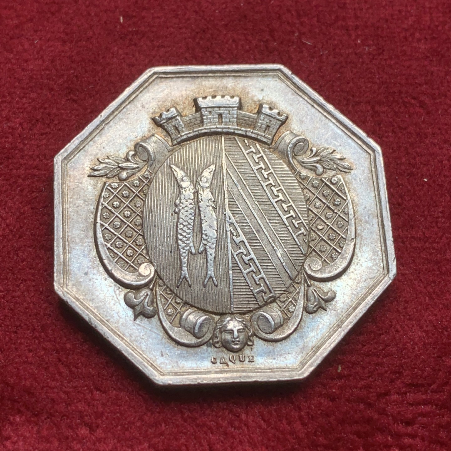 《竞宝斋》第82场-本周日，周一，周四3场拍卖（全场不限金额包邮） 法国 19世纪 塞纳-奥贝塞纳河酒吧 JETON银质八角