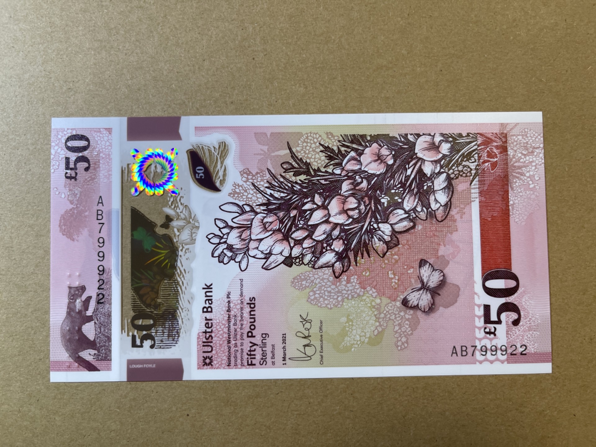 《张总收藏》67期——外币精品 北爱尔兰50镑 UNC 2021年塑料钞 阿尔斯特银行