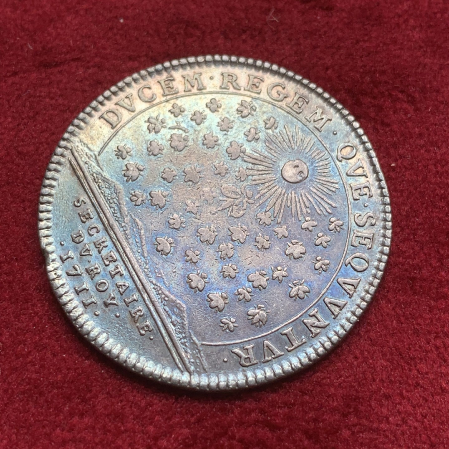 《竞宝斋》第82场-本周日，周一，周四3场拍卖（全场不限金额包邮） 法国 1711年 路易十四太阳王 JETON银质代币 原铸 五彩品