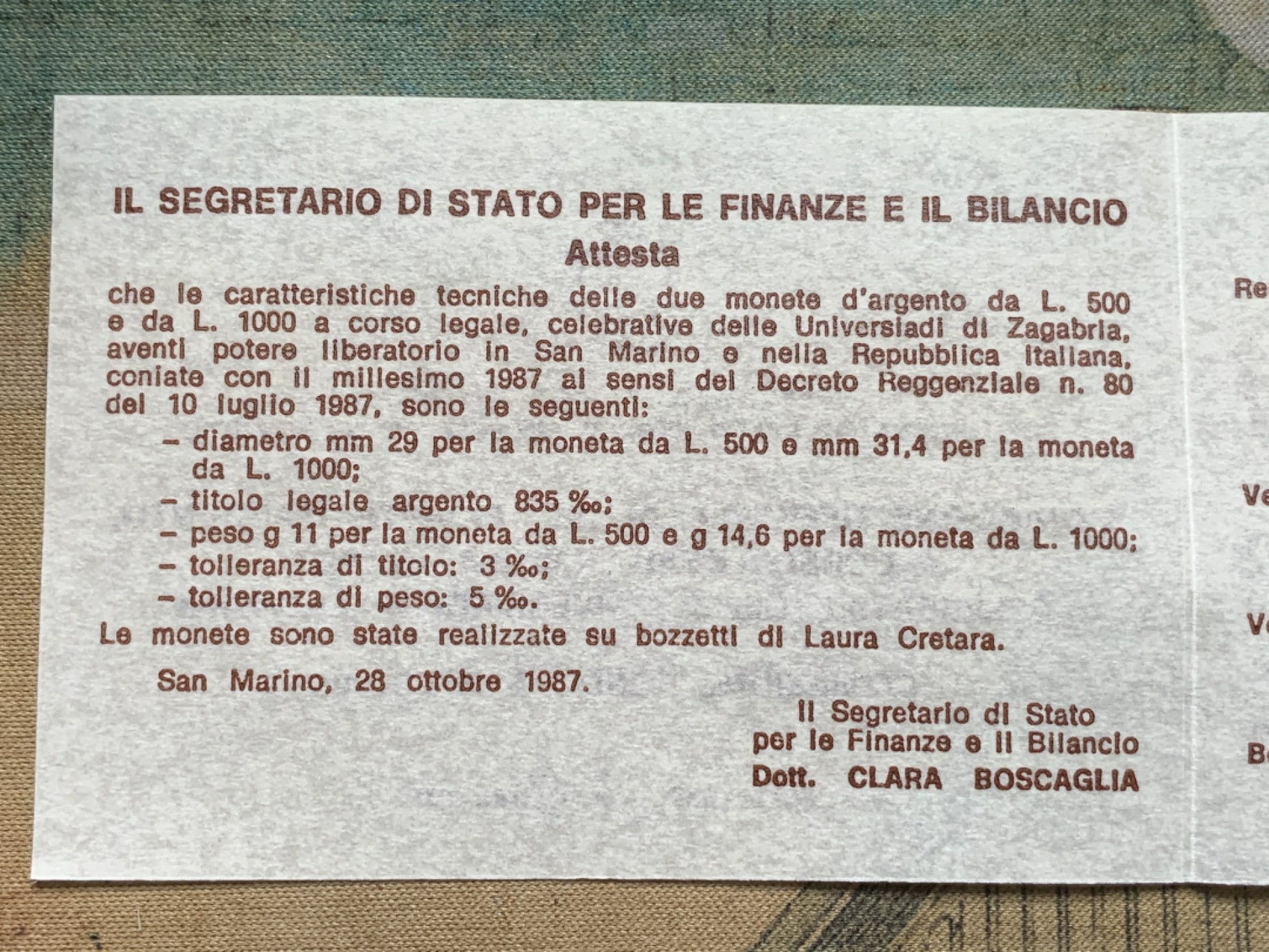 《竞宝斋》第82场-本周日，周一，周四3场拍卖（全场不限金额包邮） 原盒证书 圣马力诺1987年 萨格勒布运动会 500和1000里拉银币一对