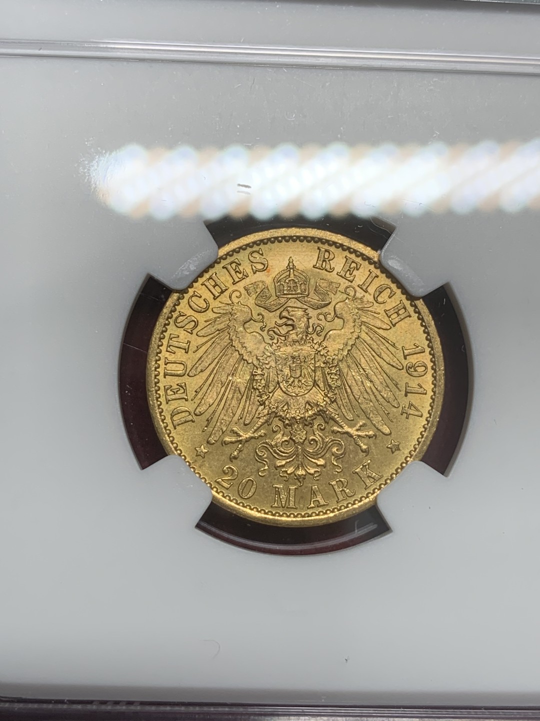 《竞宝斋》第82场-本周日，周一，周四3场拍卖（全场不限金额包邮） NGC-MS62 德国普鲁士 1914年军装威廉二世 20马克金币 非常漂亮