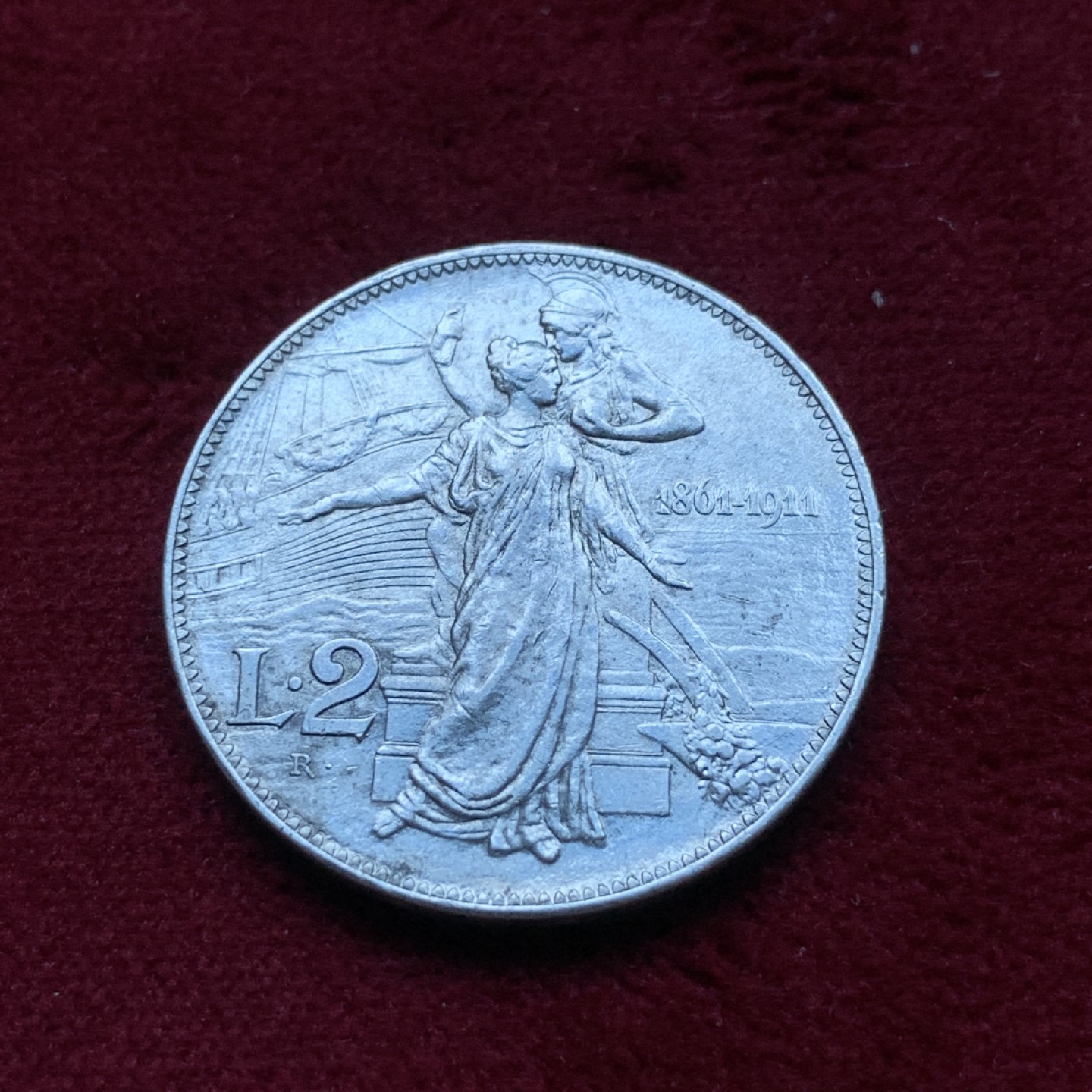 《竞宝斋》第82场-本周日，周一，周四3场拍卖（全场不限金额包邮） 意大利 1911年 托奶 2里拉 银币 好品 少见品种