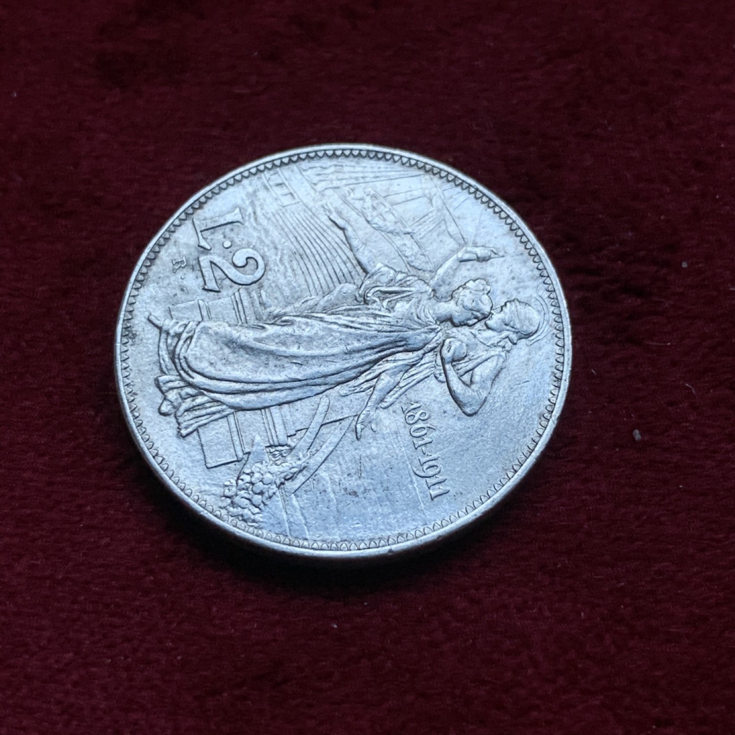 《竞宝斋》第82场-本周日，周一，周四3场拍卖（全场不限金额包邮） 意大利 1911年 托奶 2里拉 银币 好品 少见品种