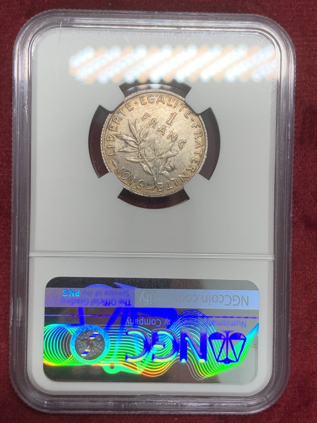 《竞宝斋》第82场-本周日，周一，周四3场拍卖（全场不限金额包邮） NGC-MS62 法国1916年 播种女神 1法郎银币 非常漂亮