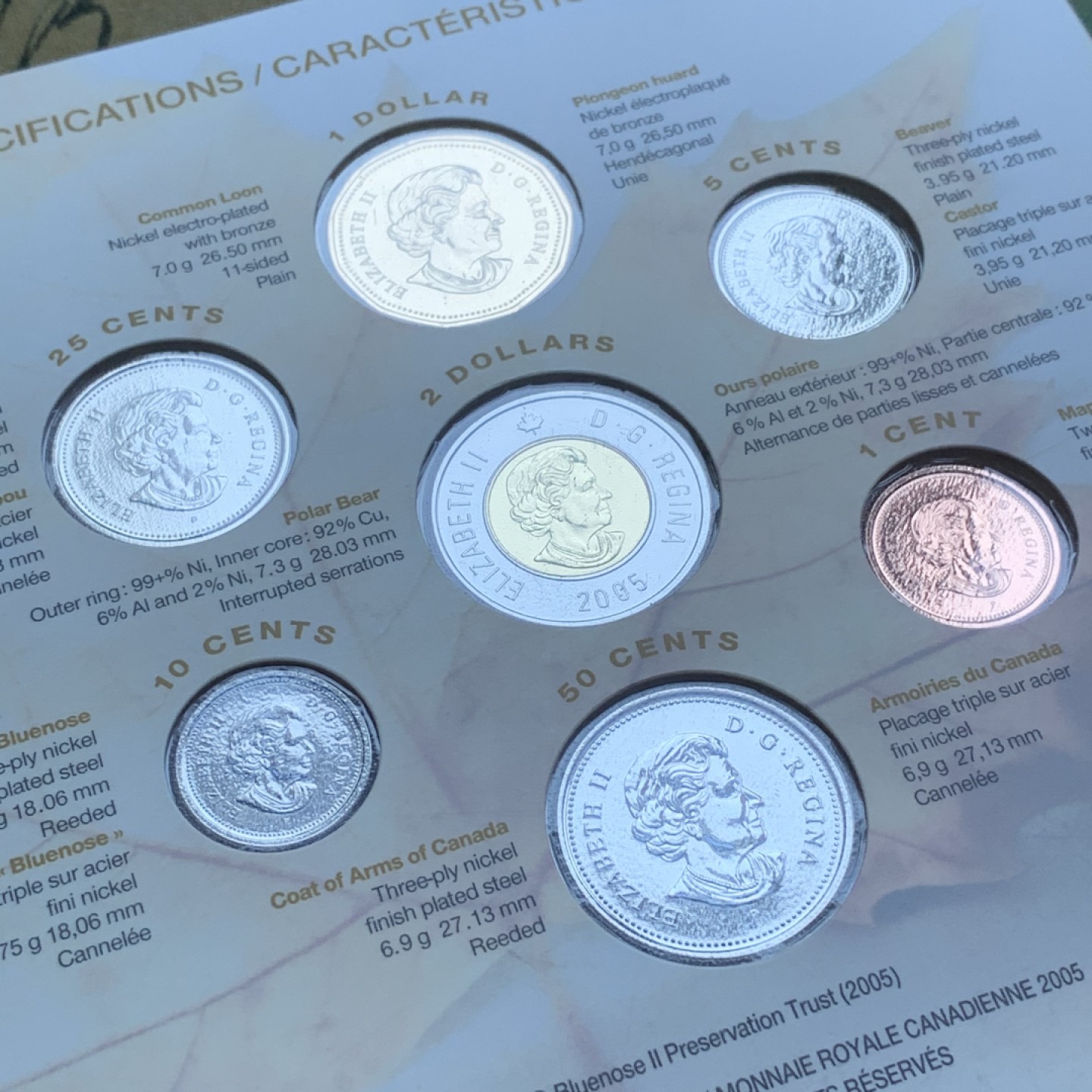 《竞宝斋》第82场-本周日，周一，周四3场拍卖（全场不限金额包邮） 卡装三套一起 加拿大 2005年 七枚装套币 最大面试2加元双色 最后一组了