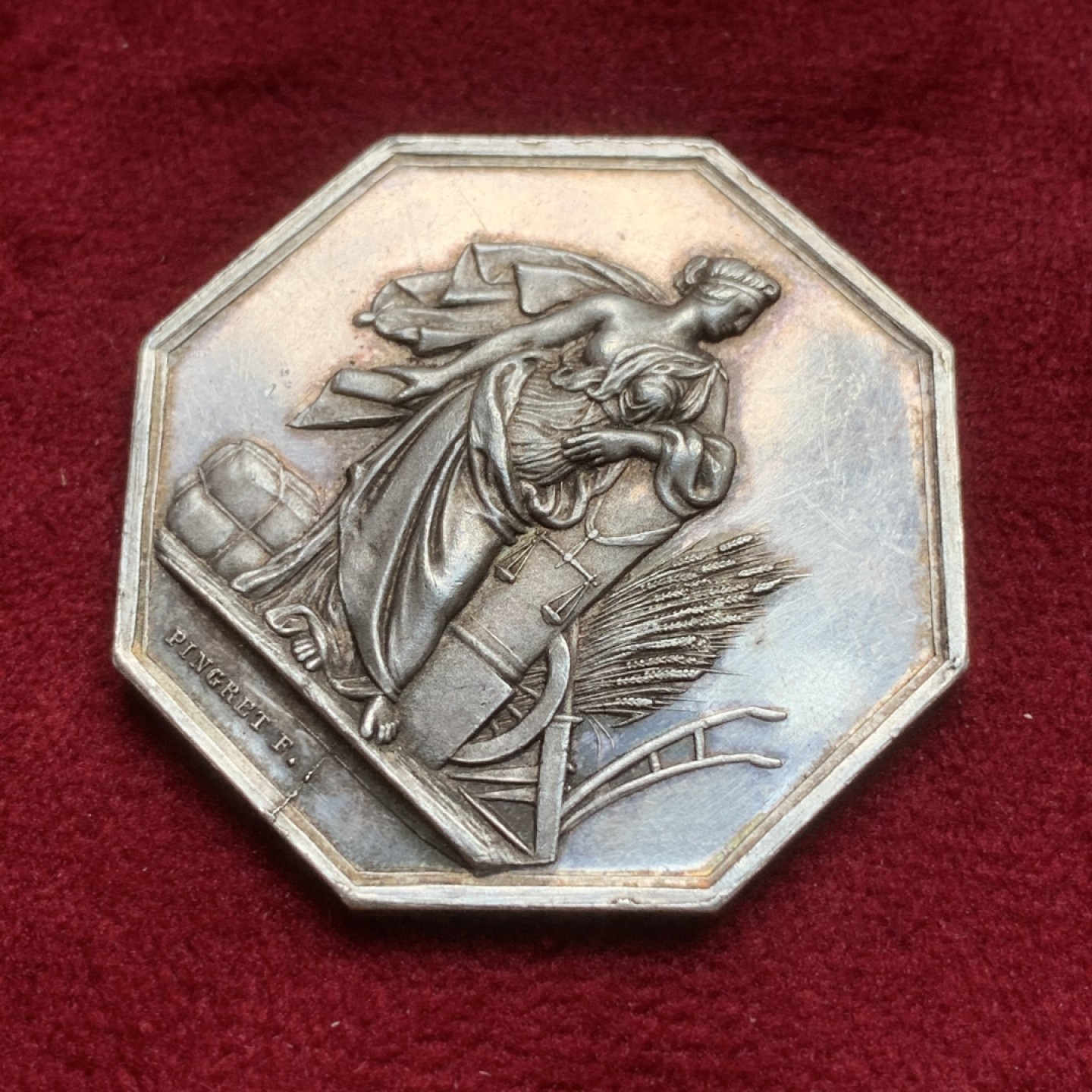 《竞宝斋》第82场-本周日，周一，周四3场拍卖（全场不限金额包邮） 法国 1844年 农业部女神 JETON银质八角