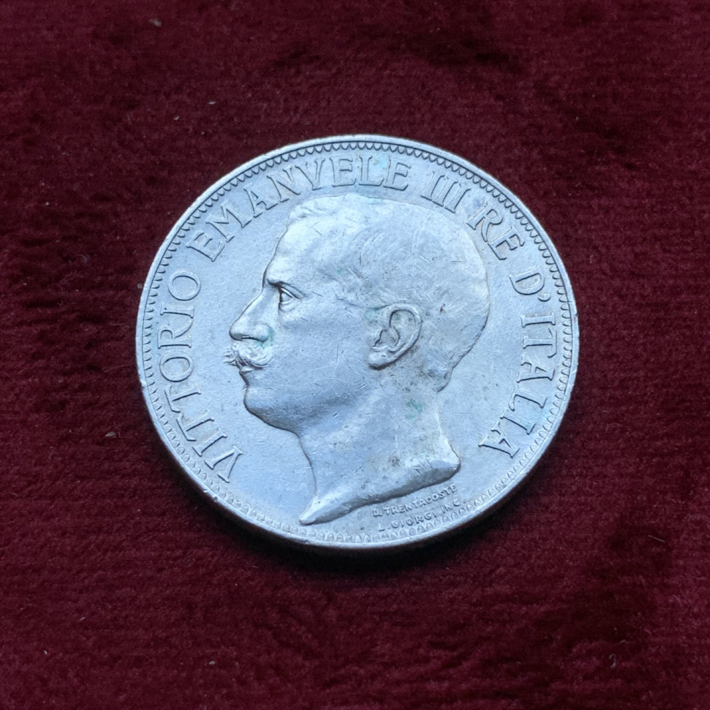 《竞宝斋》第82场-本周日，周一，周四3场拍卖（全场不限金额包邮） 意大利 1911年 托奶 2里拉 银币 好品 少见品种