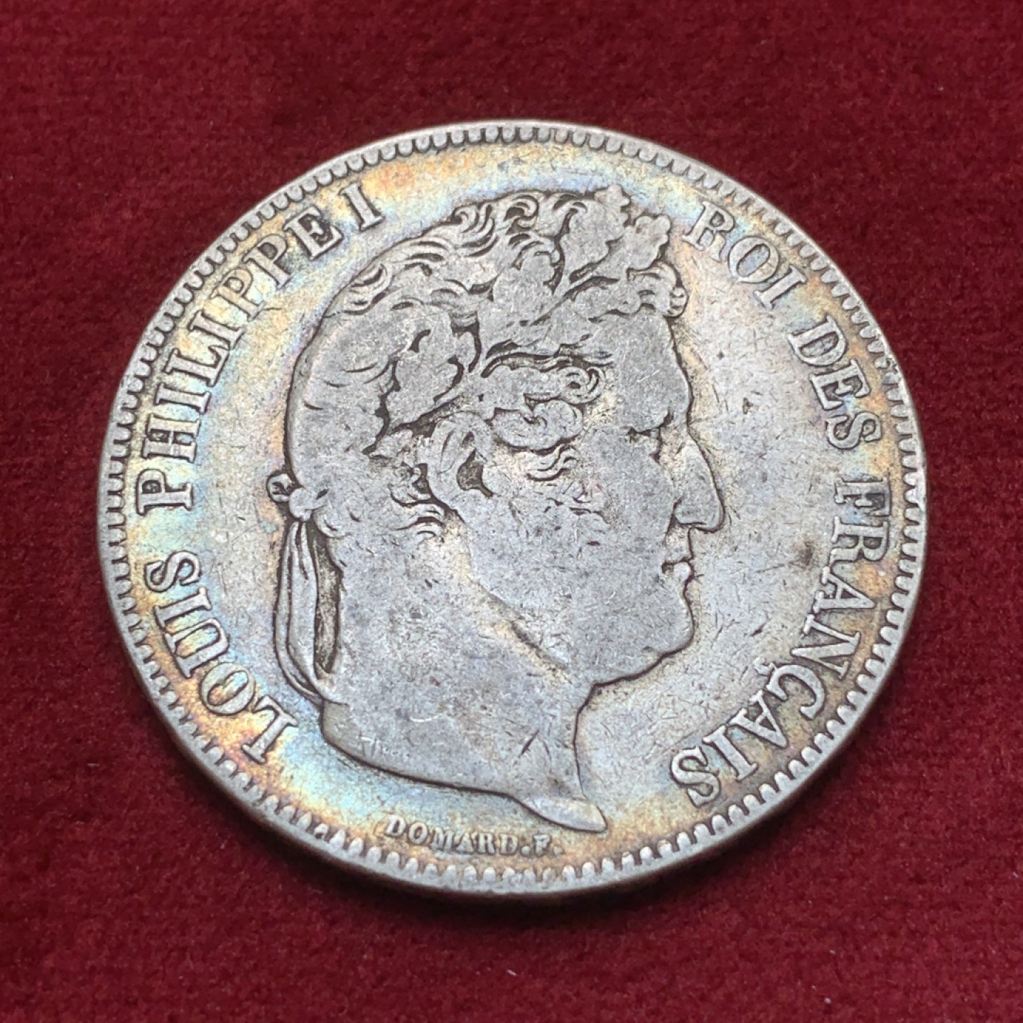 《竞宝斋》第82场-本周日，周一，周四3场拍卖（全场不限金额包邮） 法国 1833-H年 菲利普一世 5法郎 大银币 带彩老包浆