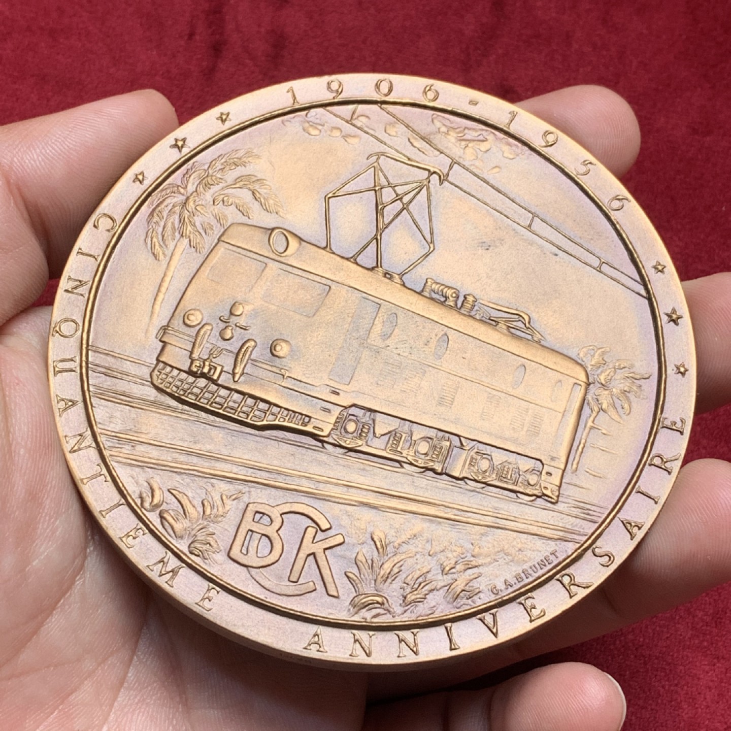 《竞宝斋》第82场-本周日，周一，周四3场拍卖（全场不限金额包邮） 比属刚果 1956年刚果至加丹加铁路50周年发行 大铜章 87mm 非洲的章都很稀少