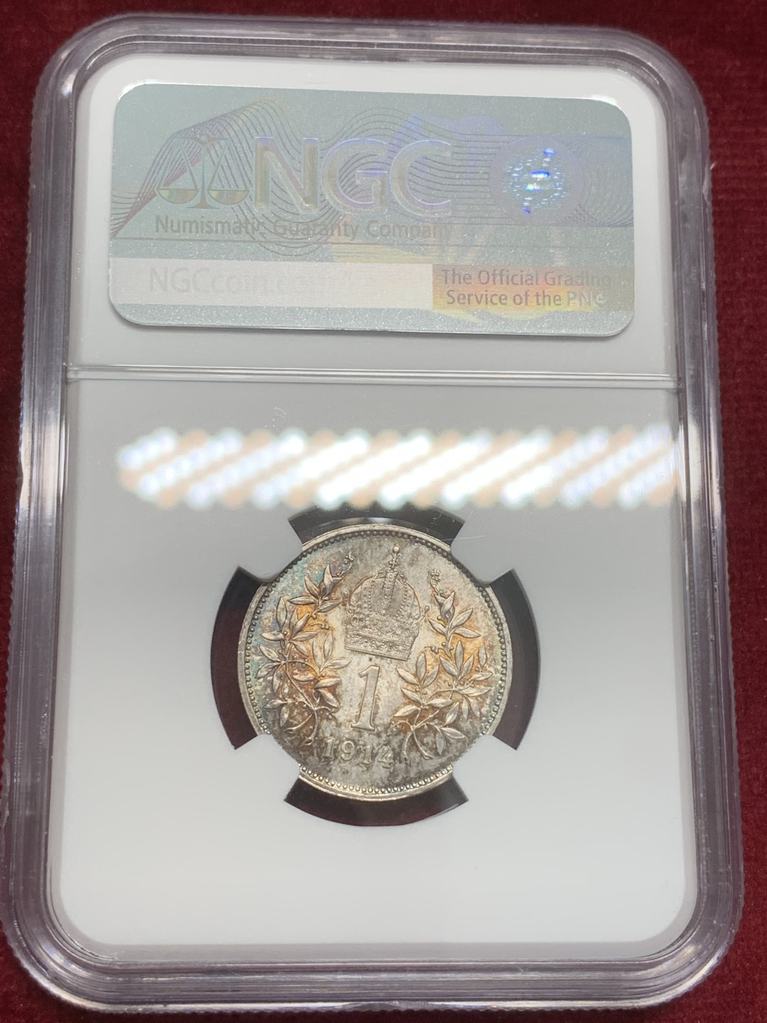 《竞宝斋》第82场-本周日，周一，周四3场拍卖（全场不限金额包邮） NGC-MS63 奥地利1914年 佛兰茨一世 1克朗银币 顶级原光好品