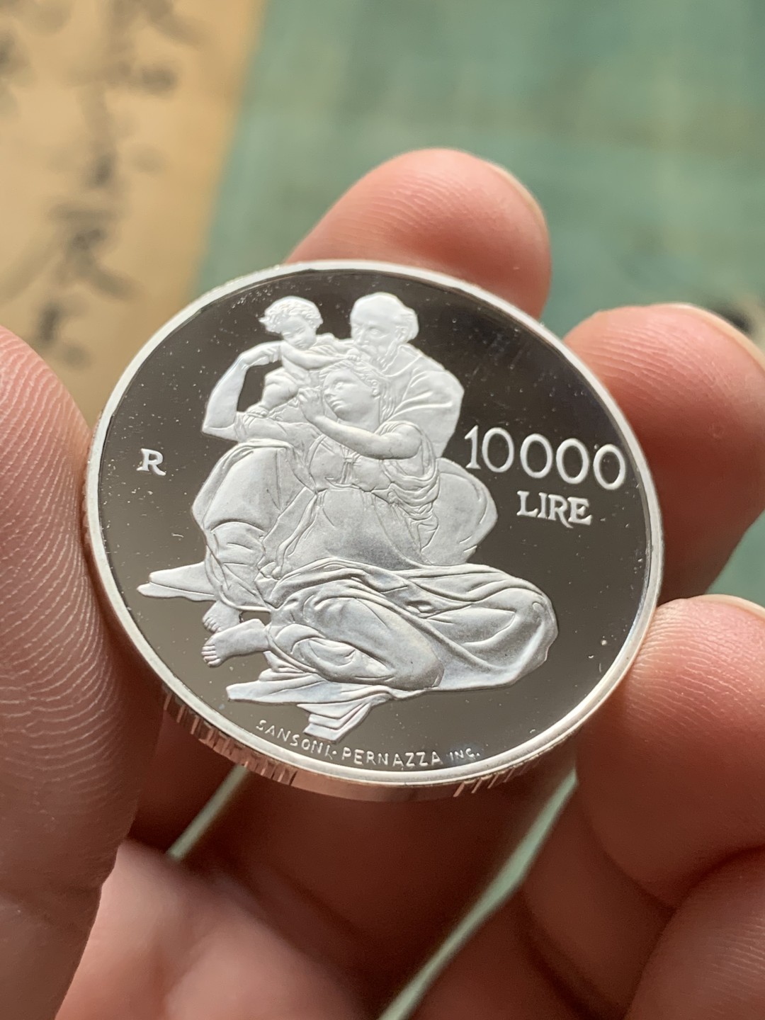 《竞宝斋》第82场-本周日，周一，周四3场拍卖（全场不限金额包邮） 原盒证书 圣马力诺2000年 耶稣降生2000周年纪念 10000里拉 精制大银币PROOF 非常少见