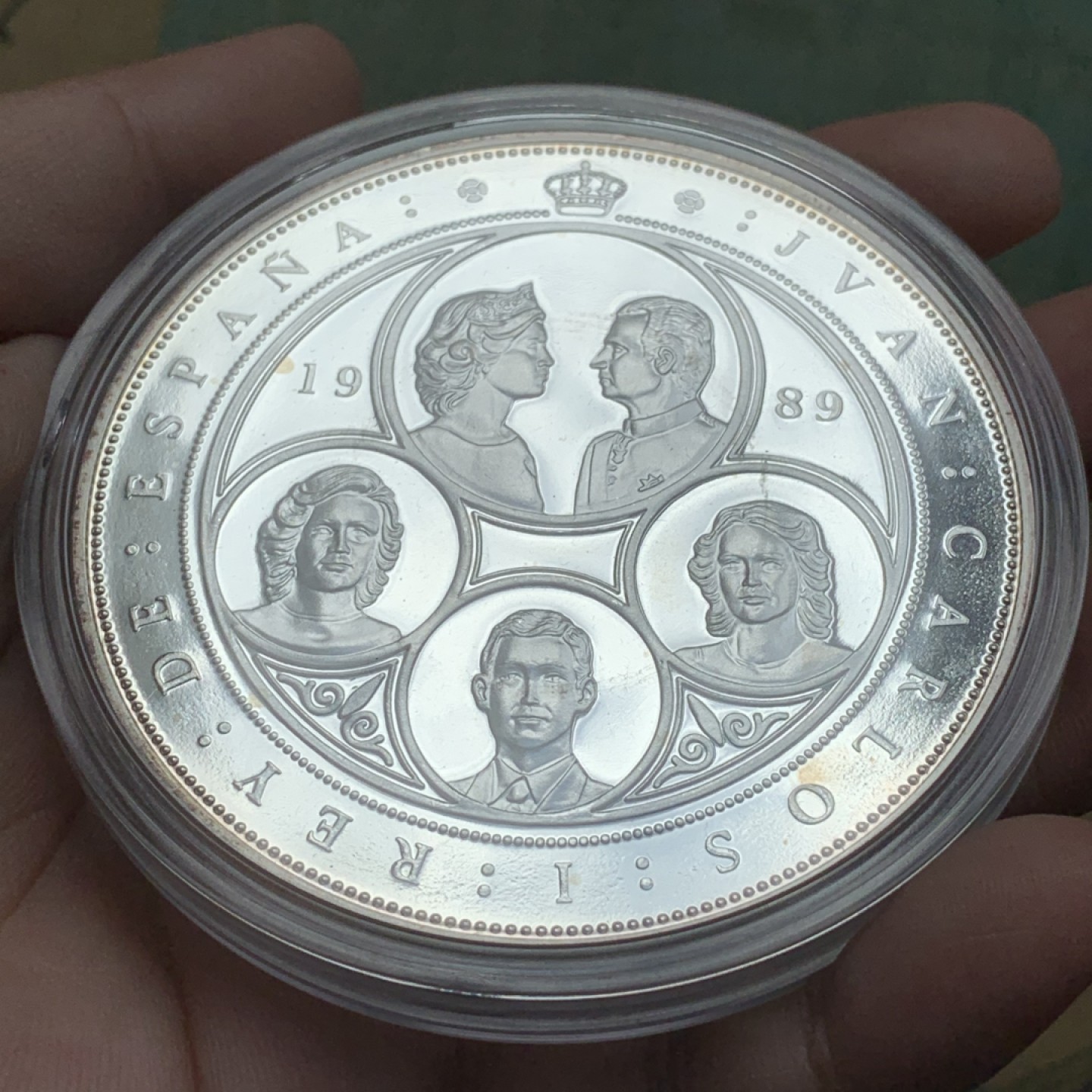 《竞宝斋》第82场-本周日，周一，周四3场拍卖（全场不限金额包邮） 原盒证书 西班牙1989年 五百周年纪念 10000比塞塔大银币 168.75克 925银