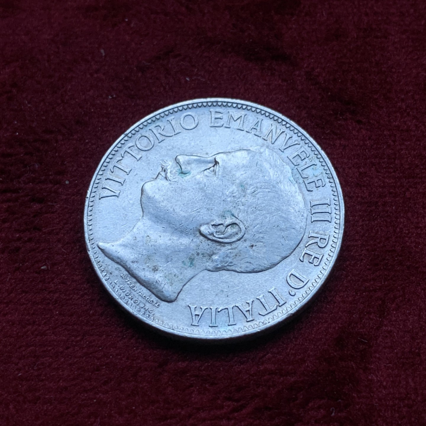 《竞宝斋》第82场-本周日，周一，周四3场拍卖（全场不限金额包邮） 意大利 1911年 托奶 2里拉 银币 好品 少见品种