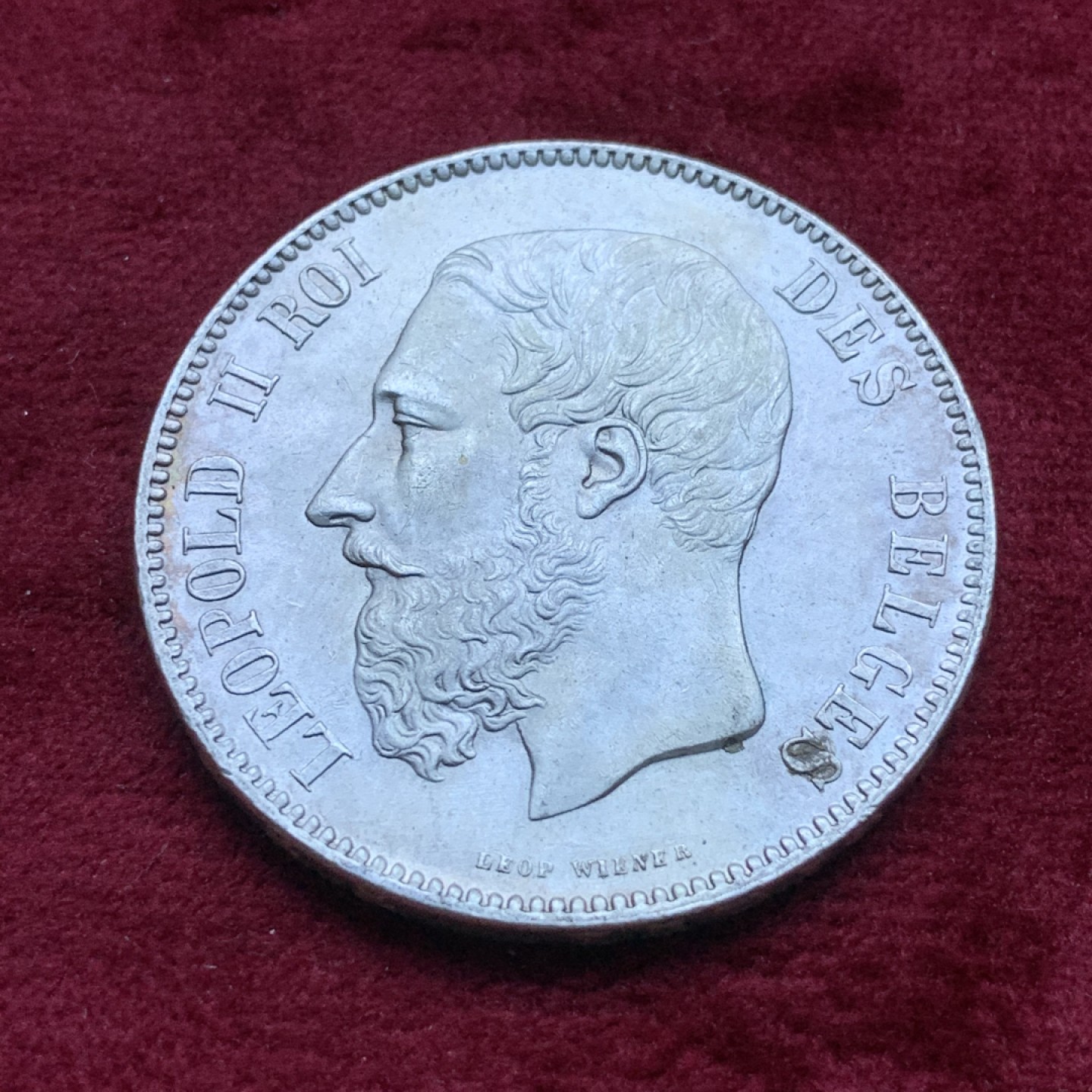 《竞宝斋》第82场-本周日，周一，周四3场拍卖（全场不限金额包邮） 比利时 1873年 利奥波德二世 5法郎 好品大银币 原味