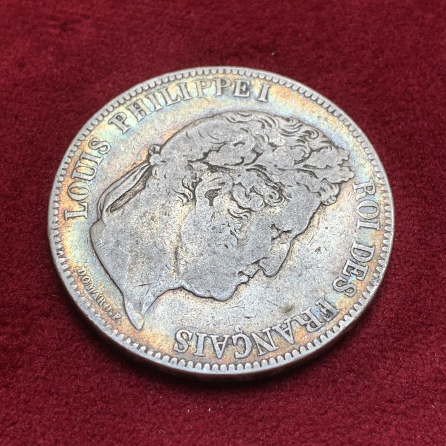 《竞宝斋》第82场-本周日，周一，周四3场拍卖（全场不限金额包邮） 法国 1833-H年 菲利普一世 5法郎 大银币 带彩老包浆