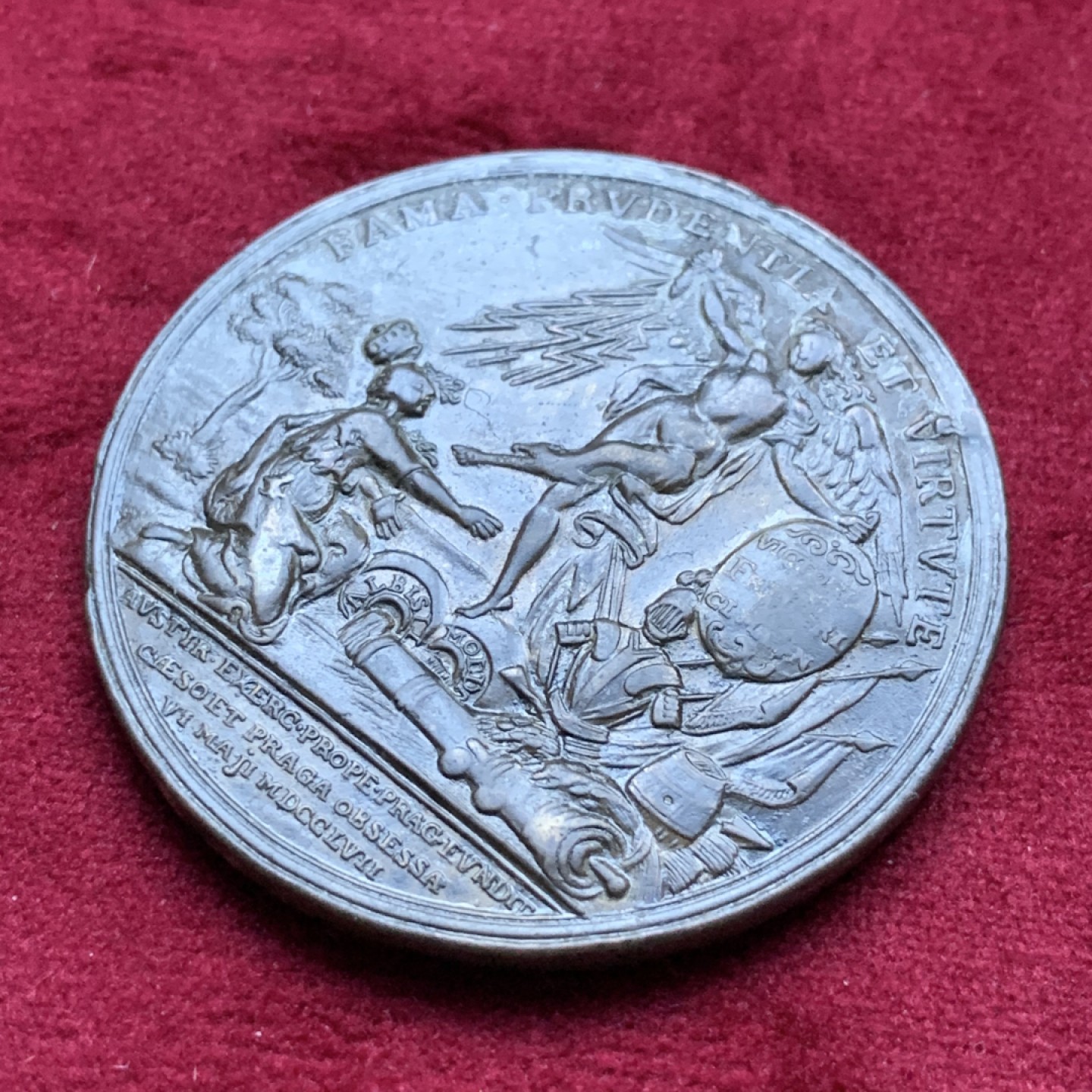 《竞宝斋》第82场-本周日，周一，周四3场拍卖（全场不限金额包邮） 德国普鲁士1757年 腓特烈二世 脚踢王冠 大铜章 48mm 非常稀少