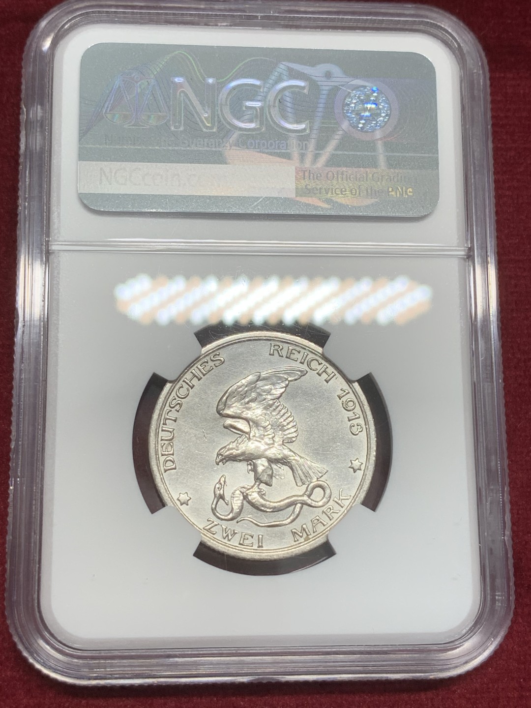 《竞宝斋》第82场-本周日，周一，周四3场拍卖（全场不限金额包邮） NGC UNC评级 德国 普鲁士 1913年 战胜拿破仑 2马克 银币