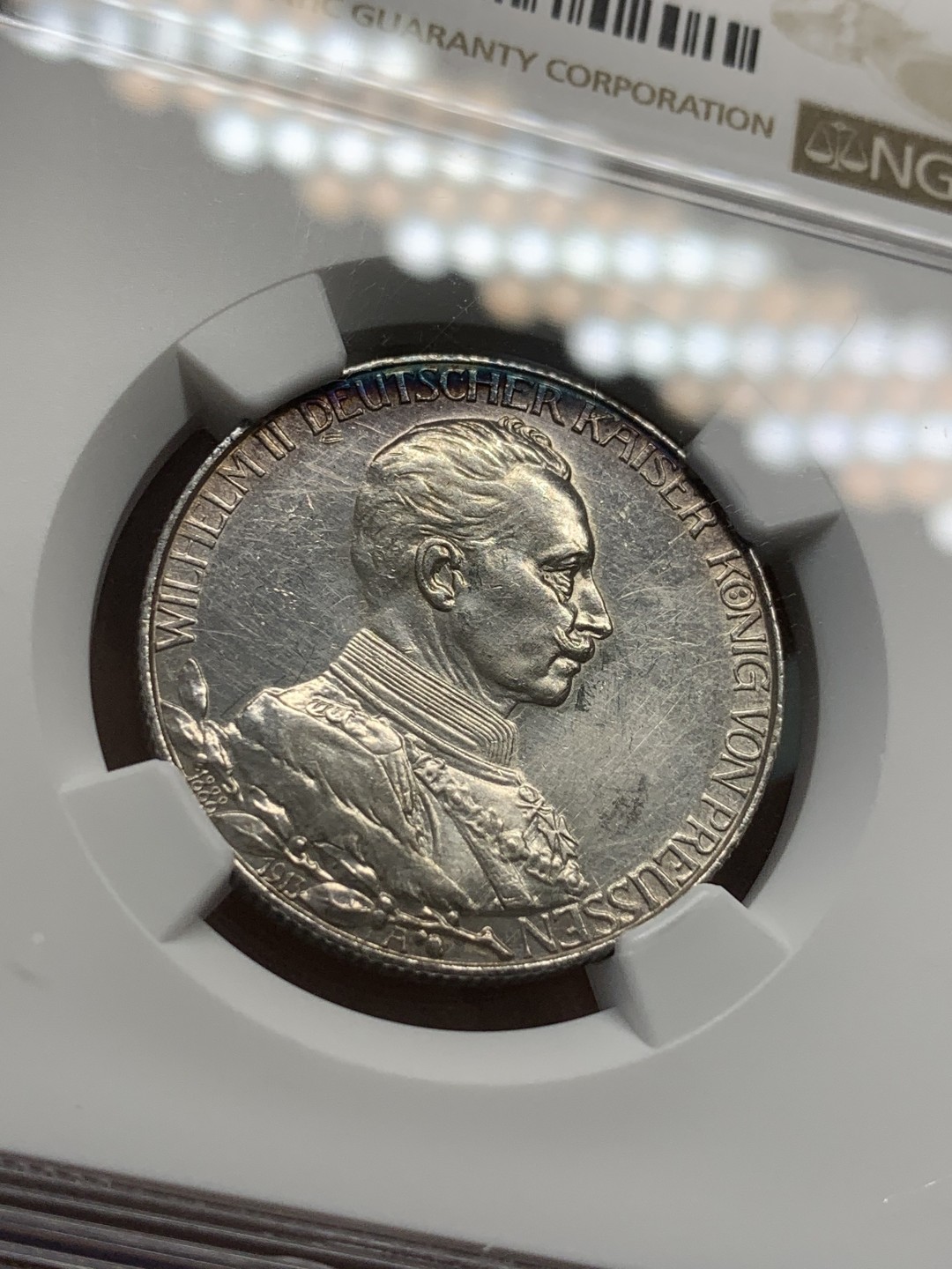 《竞宝斋》第82场-本周日，周一，周四3场拍卖（全场不限金额包邮） NGC UNC 德国 普鲁士 1913年 威廉二世 戎装 2马克 银币
