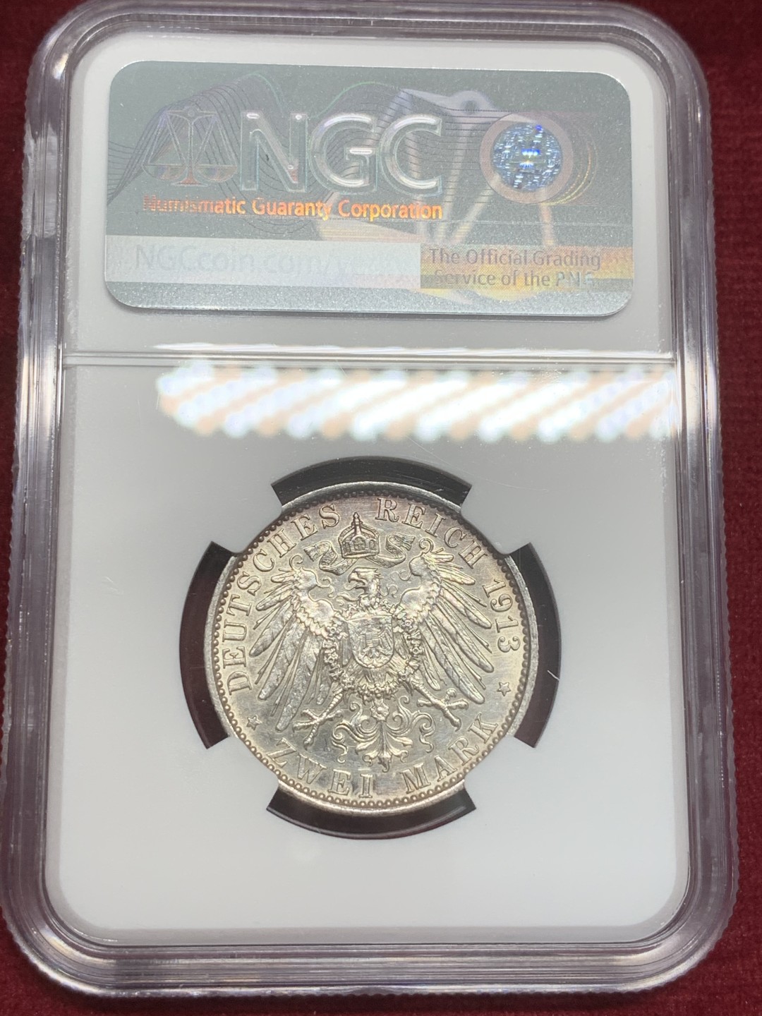 《竞宝斋》第82场-本周日，周一，周四3场拍卖（全场不限金额包邮） NGC UNC 德国 普鲁士 1913年 威廉二世 戎装 2马克 银币