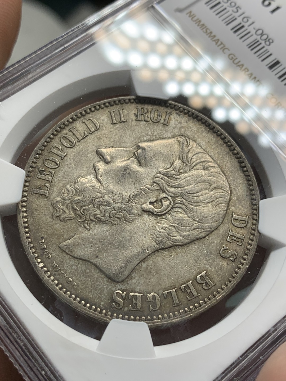 《竞宝斋》第82场-本周日，周一，周四3场拍卖（全场不限金额包邮） NGC-MS61 比利时1875年 利奥波德二世 5法郎大银币 这品种也涨了很多很多