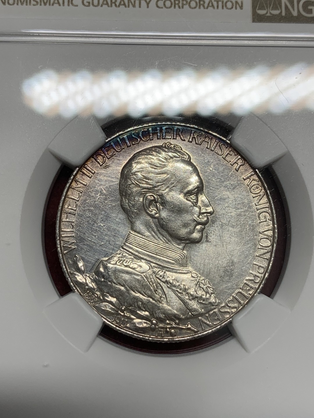 《竞宝斋》第82场-本周日，周一，周四3场拍卖（全场不限金额包邮） NGC UNC 德国 普鲁士 1913年 威廉二世 戎装 2马克 银币