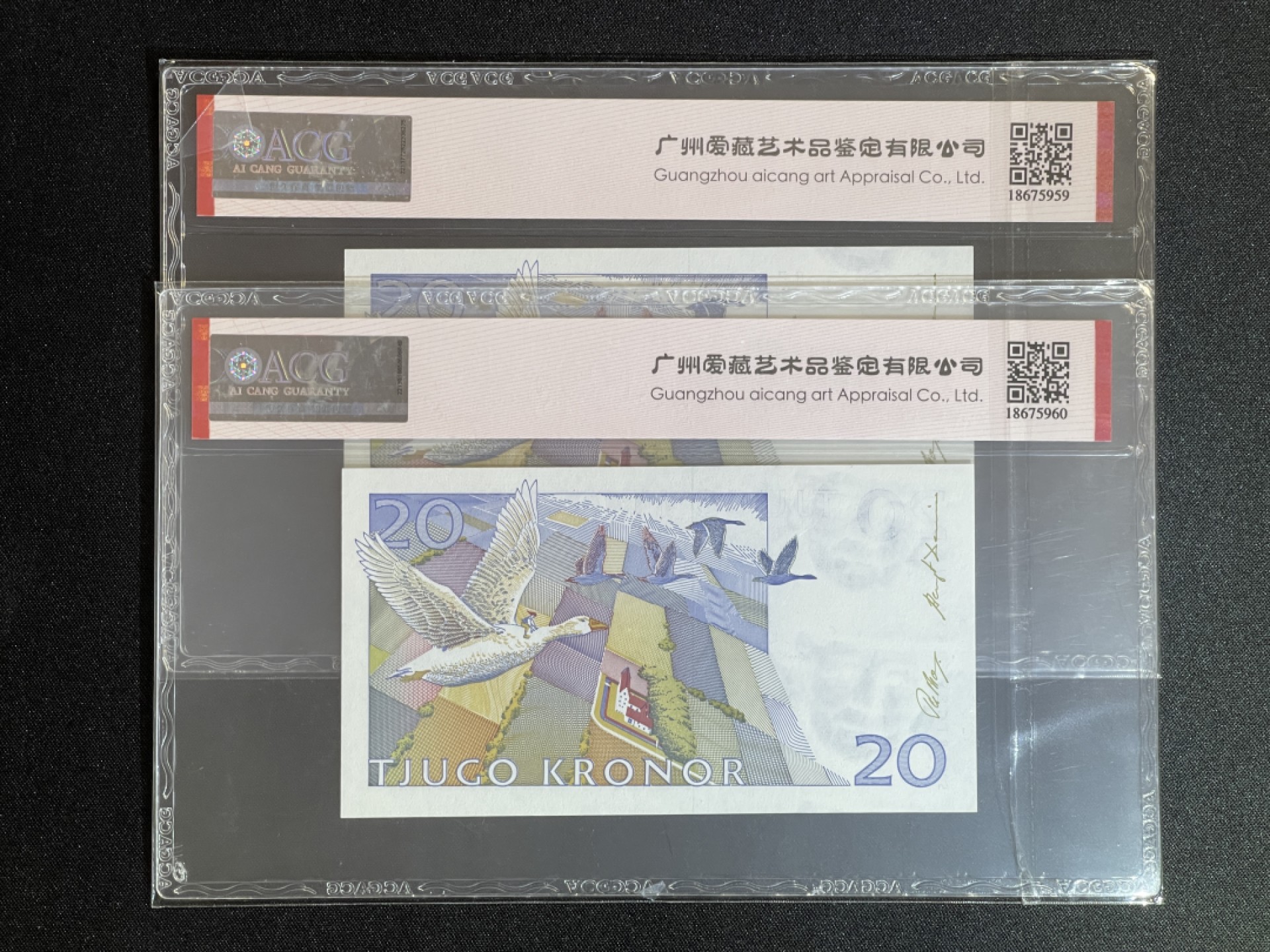 《张总收藏》67期——外币精品 瑞典20克朗2张 爱藏66EPQ 1991年初版