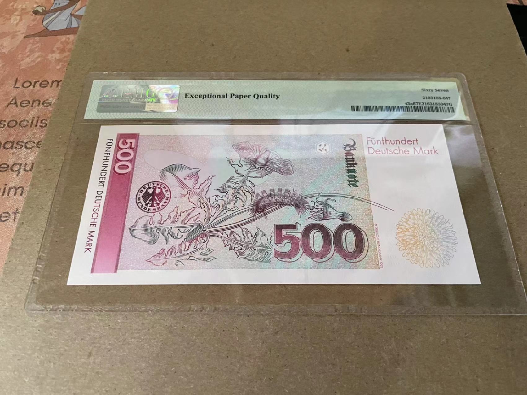 【Blue Auction】✨世界纸币精拍第212期  【AA冠初版】德国 1991年500马克 梅里安 PMG67EPQ高分