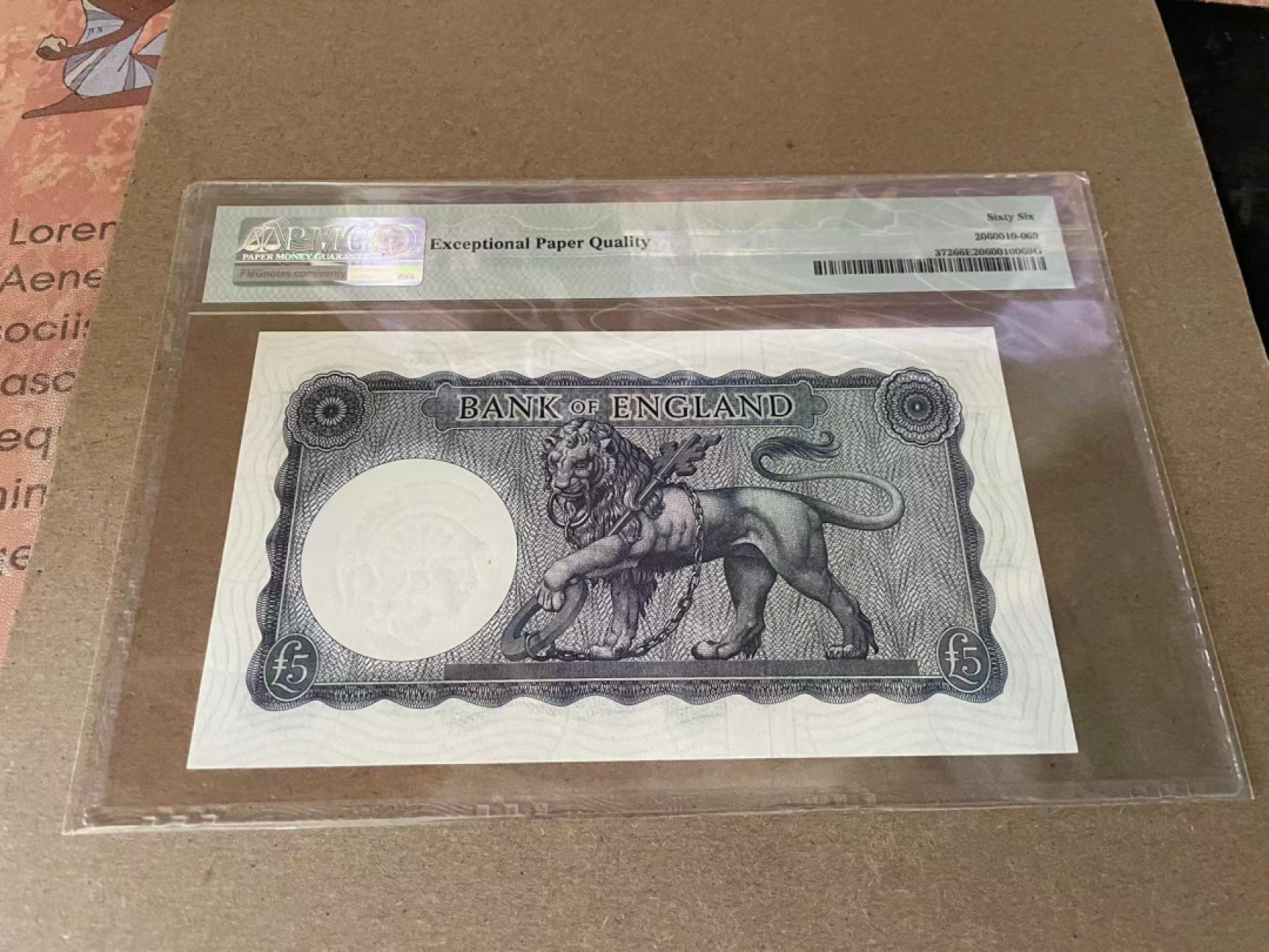 【Blue Auction】✨世界纸币精拍第212期  英国B序列5镑 1961-63年5镑 PMG66EPQ 