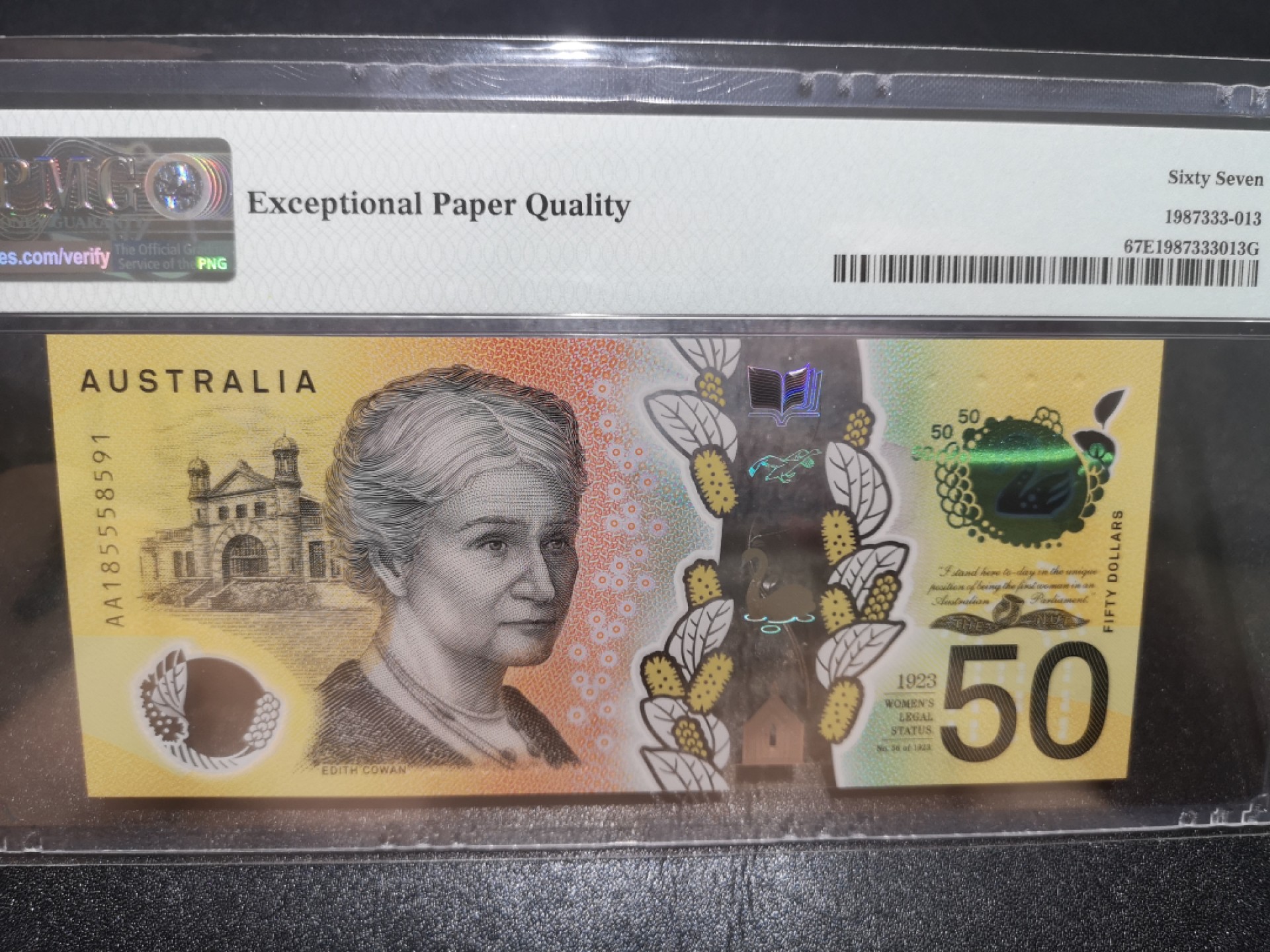 《外钞收藏家》第一百九十四期 2018年澳大利亚50 PMG67 AA冠无47