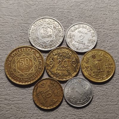 0起1加-纯粹捡漏拍-107场散币包邮场 - 法属摩洛哥1945-1952年7枚套币一组