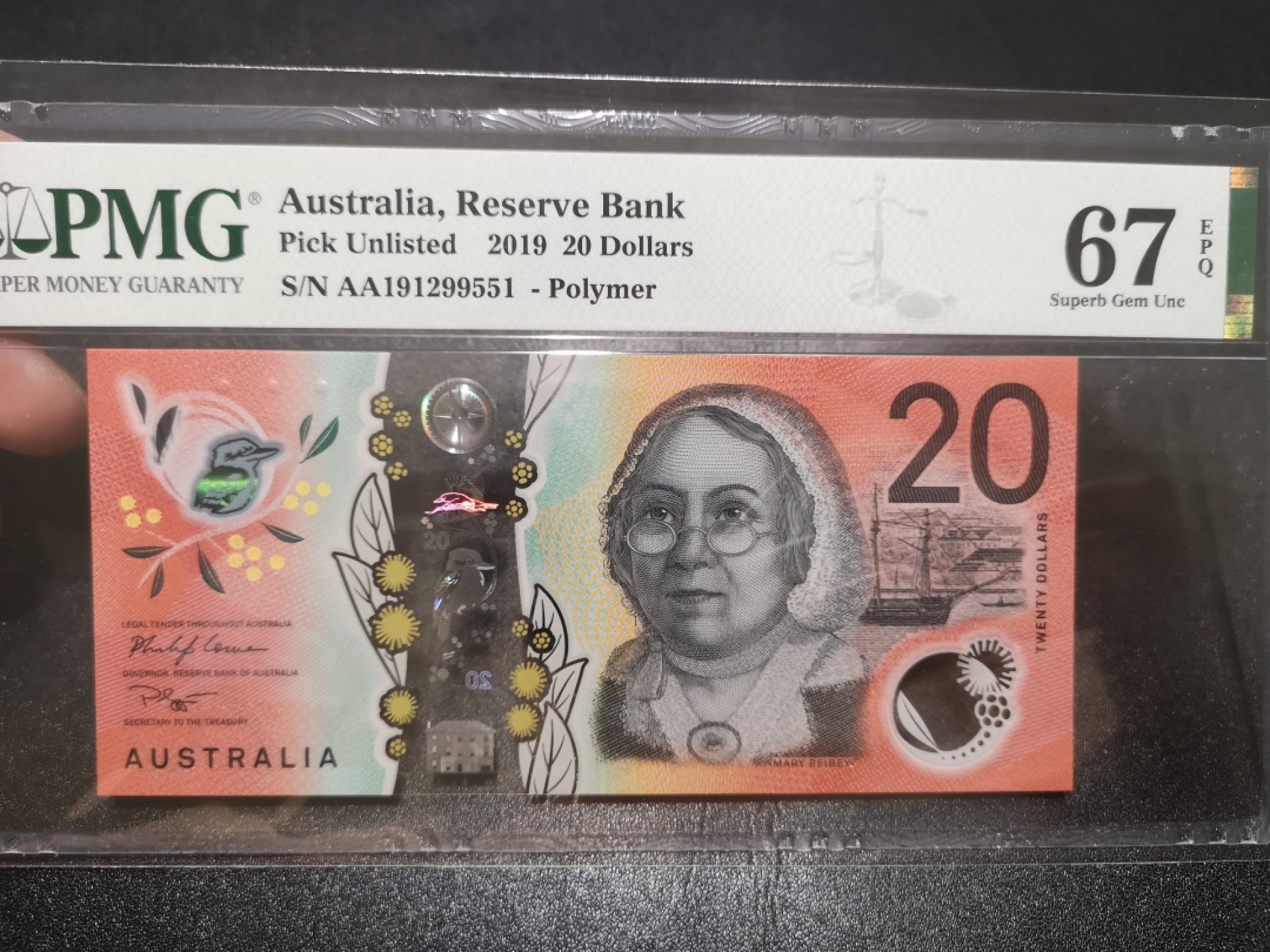 《外钞收藏家》第一百九十四期 2019年澳大利亚20 PMG67 AA冠无47
