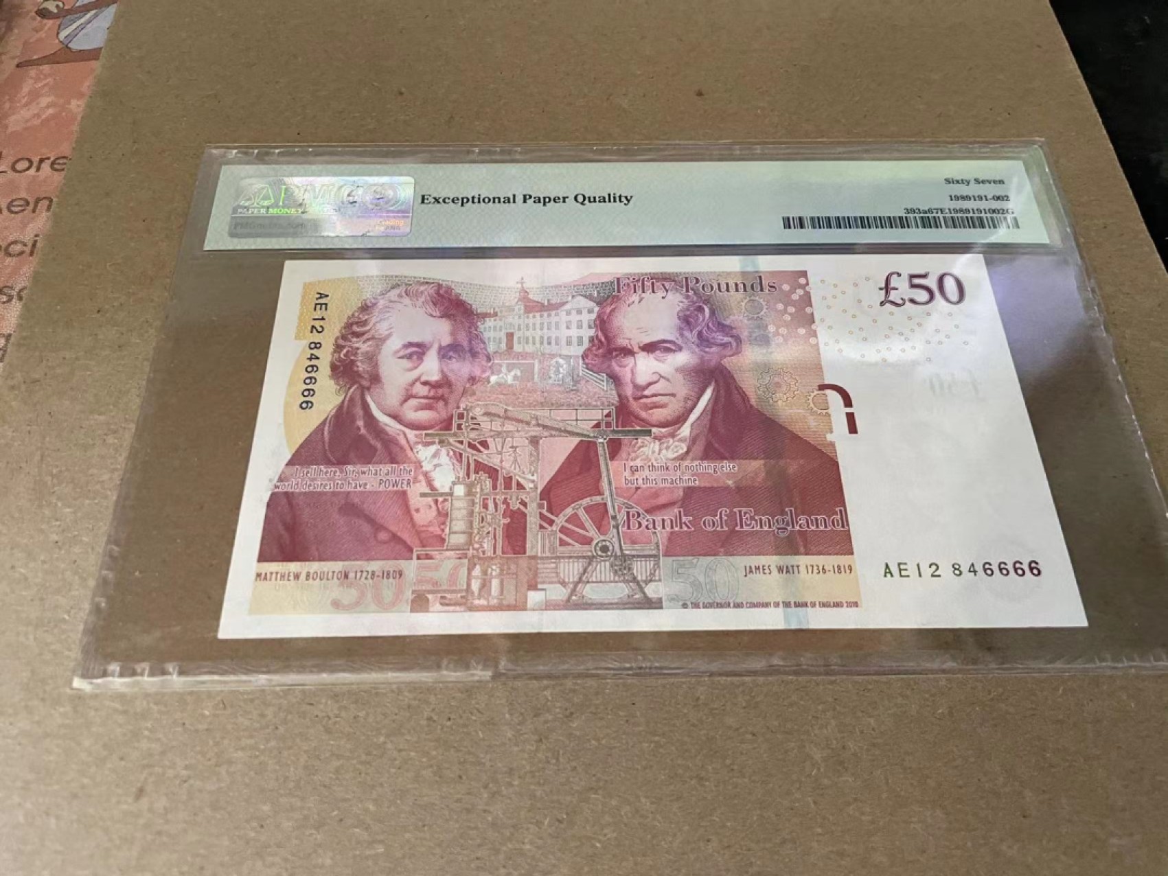 【Blue Auction】✨世界纸币精拍第212期  【6666狮子号】英国 2010年50镑 PMG67EPQ