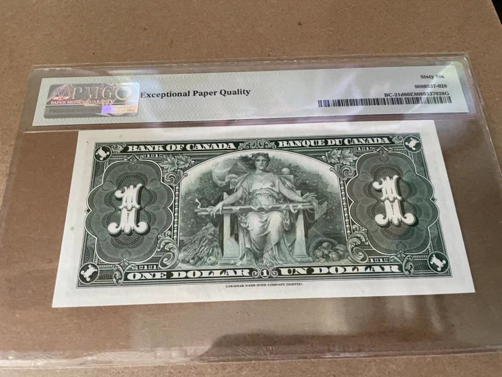 【Blue Auction】✨世界纸币精拍第212期  加拿大 1937年1元 PMG66EPQ 绝品 英王乔治 丰收女神 雕刻非常精美