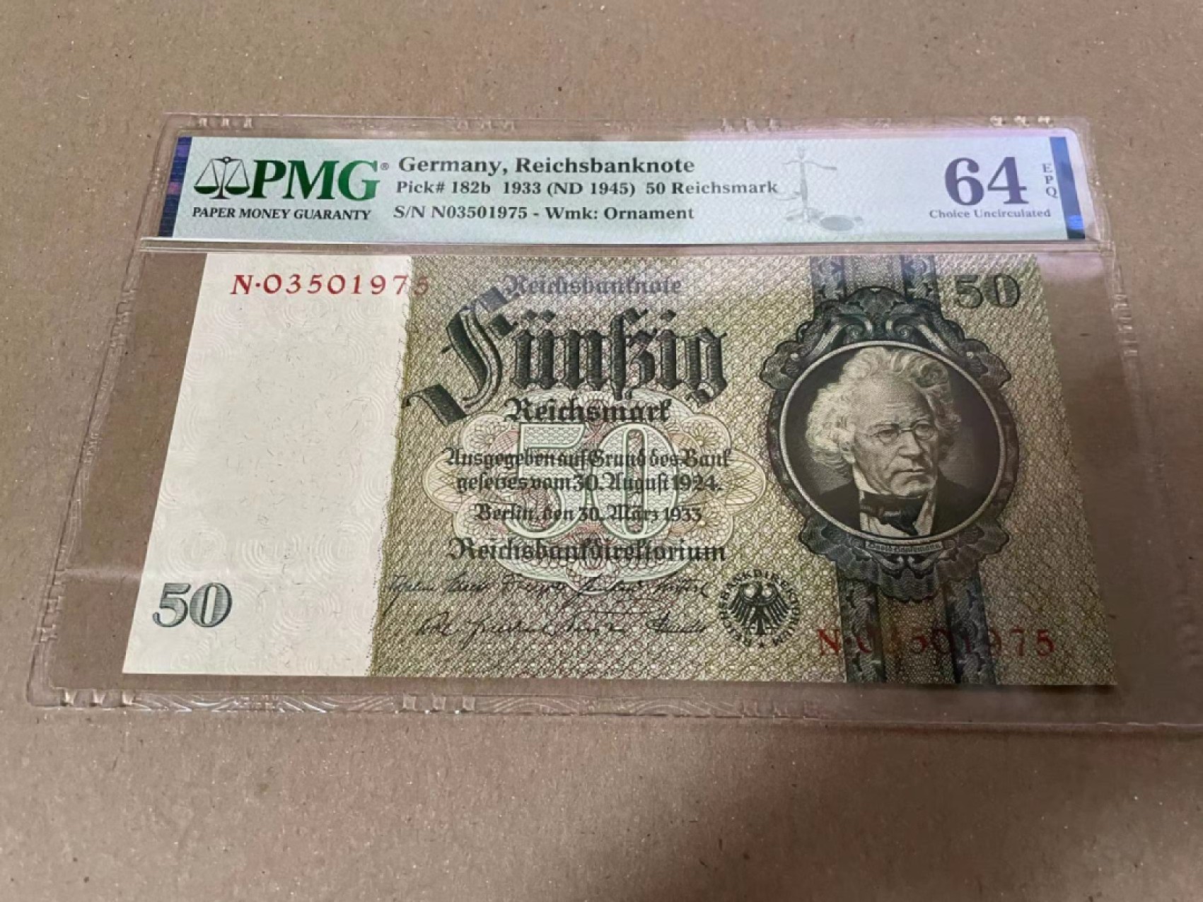 【Blue Auction】✨世界纸币精拍第212期  德国 1933年50马克 PMG64EPQ