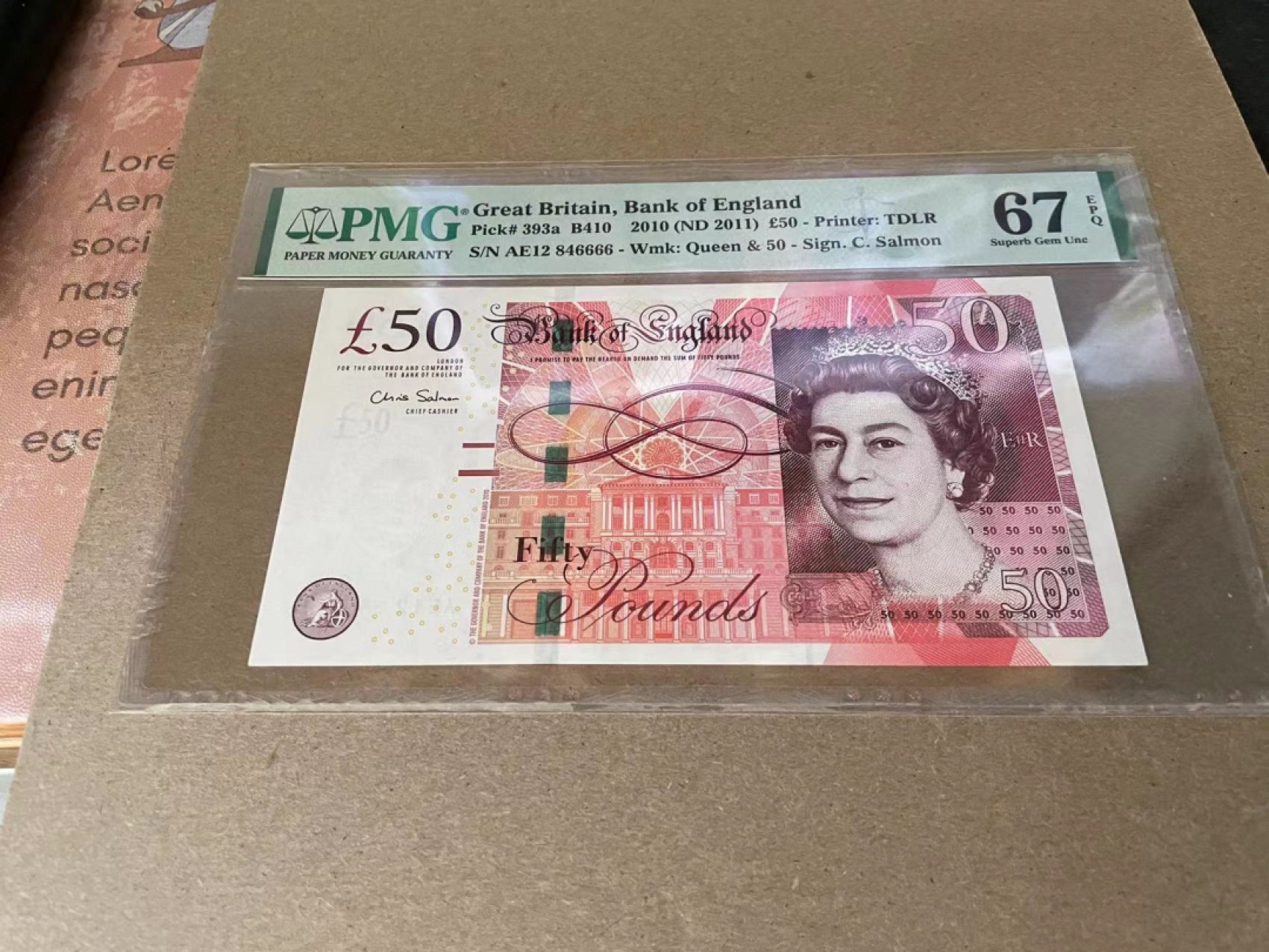 【Blue Auction】✨世界纸币精拍第212期  【6666狮子号】英国 2010年50镑 PMG67EPQ